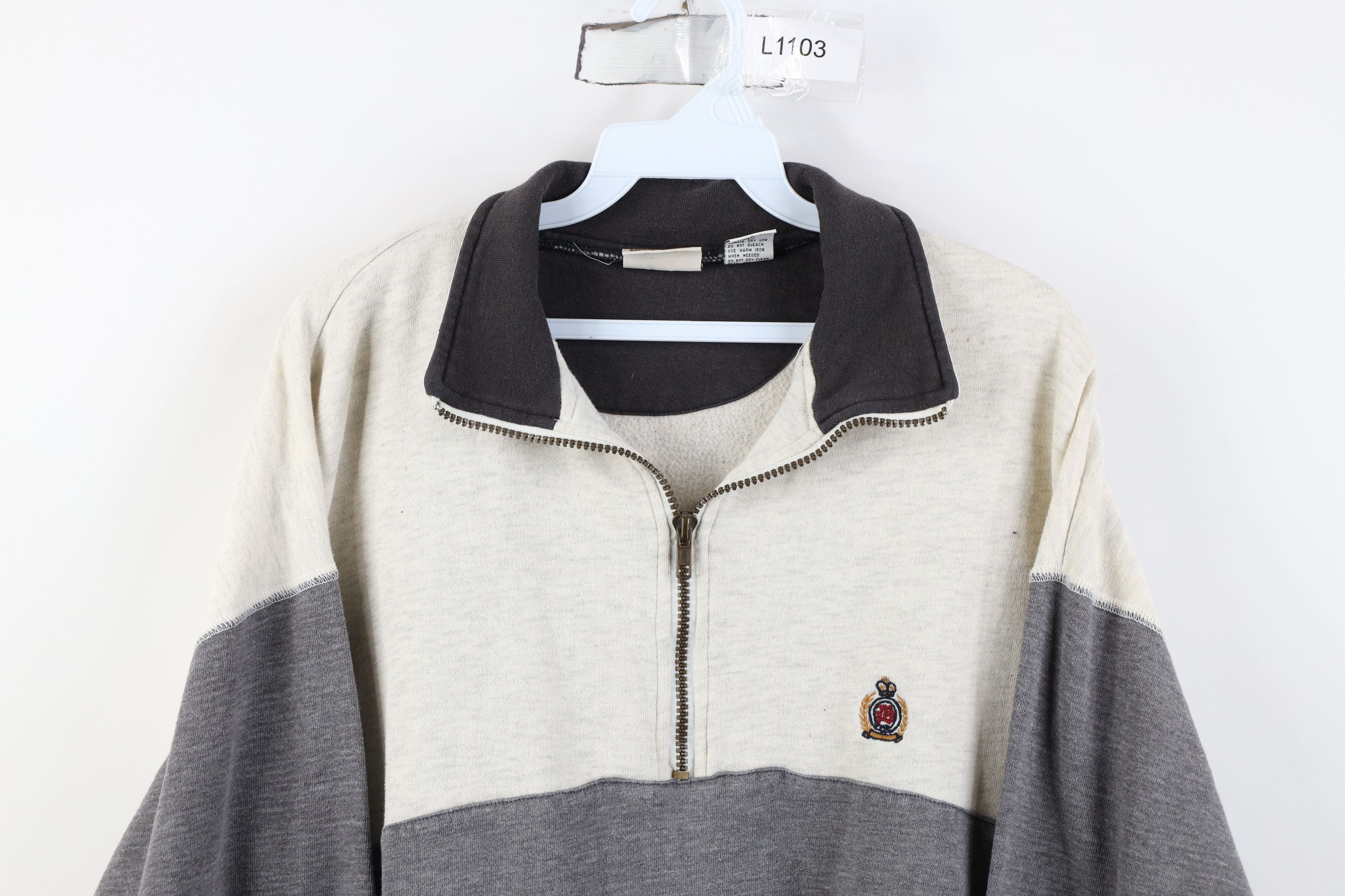 Vintage Vintage 90s Streetwear Block Collared Half Zip Sweatshirt Size US XL / EU 56 / 4 - 2 Thumbnail