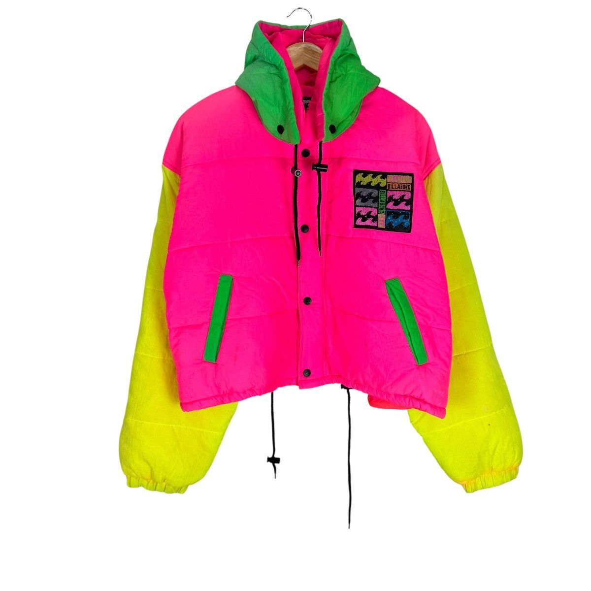 Billabong VINTAGE 90s BILLABONG NEON PUFFER CROPPED JACKET Size US M / EU 48-50 / 2 - 1 Thumbnail