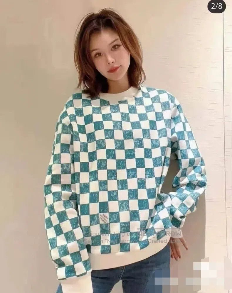 Louis Vuitton Louis Vuitton White and green checkerboard fleece sweatshi Size US L / EU 52-54 / 3 - 2 Thumbnail