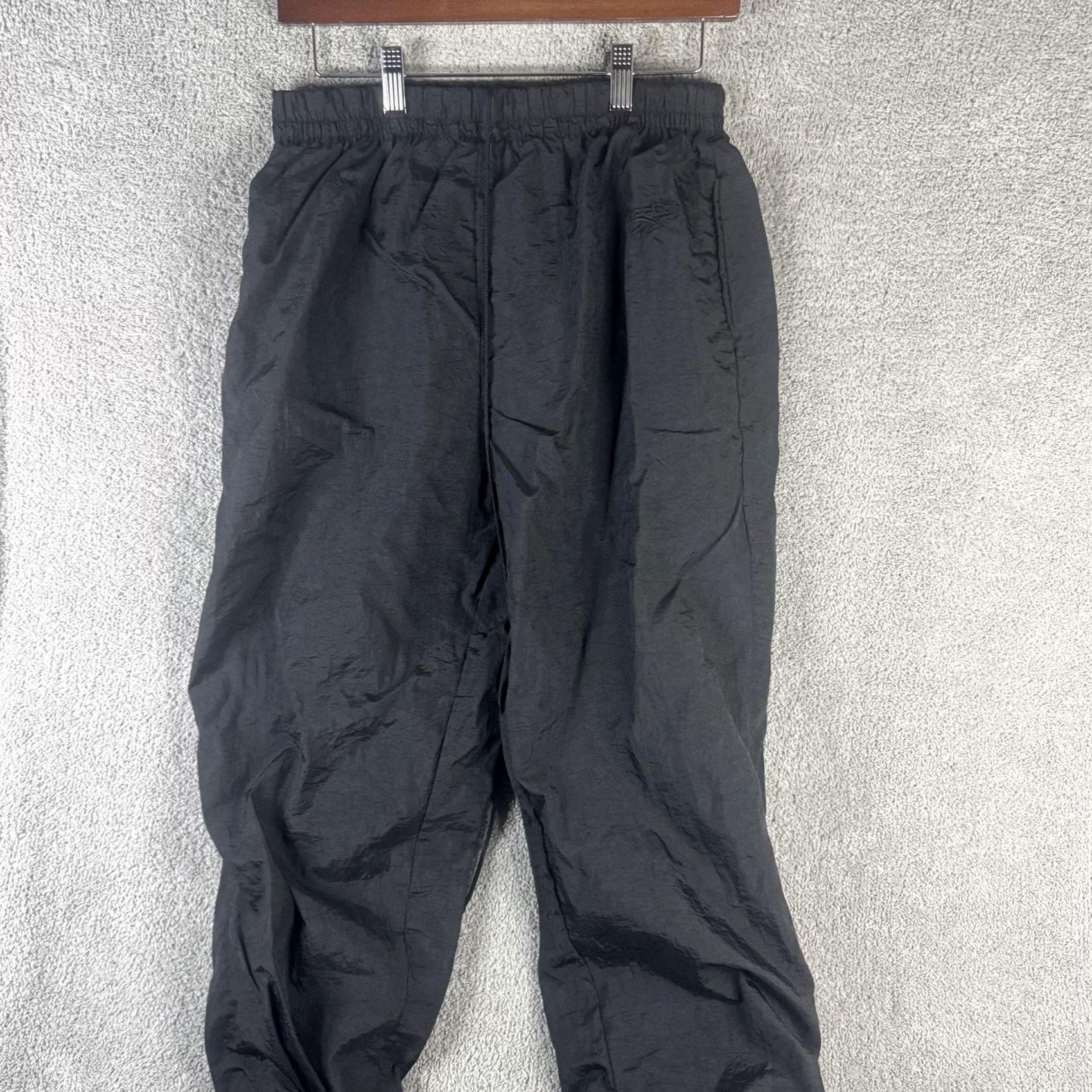 Reebok VINTAGE Reebok Track Pants Mens L Black Woven Lined Ankle Zip 90s Athletic Size US 33 - 2 Thumbnail