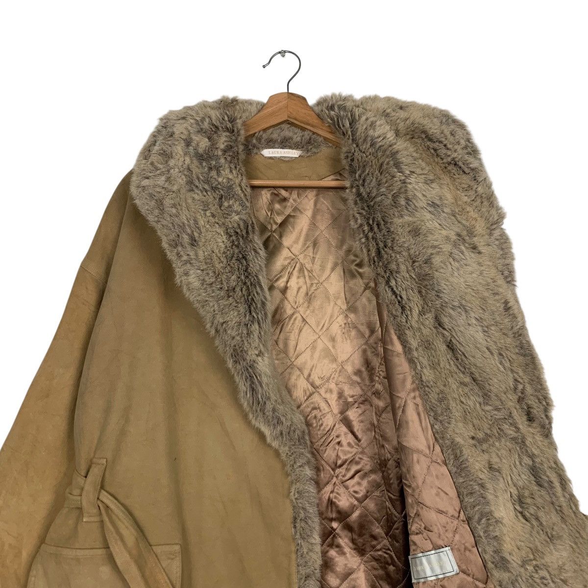 Laura Ashley LAURA ASHLEY Faux Fur Lining Belted Cotton Coat #2671-C120 Size S / US 4 / IT 40 - 11 Thumbnail