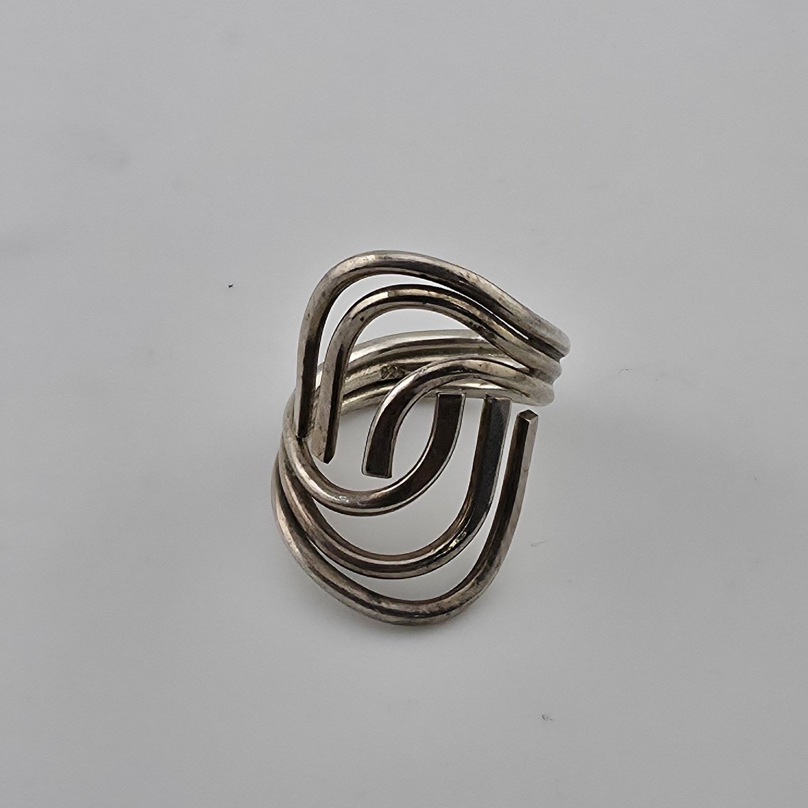 Other Vintage Sterling Silver Modernist Swirl Ring 7.5 Abstract Size ONE SIZE - 3 Thumbnail