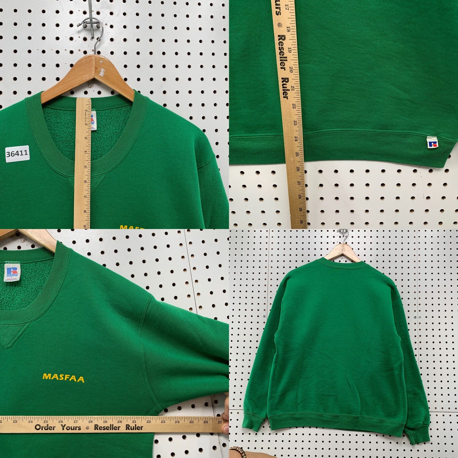 Russell Athletic VINTAGE Russell Athletic Sweatshirt Mens Large Green Crewneck 80s MASFAA USA Size US L / EU 52-54 / 3 - 8 Thumbnail