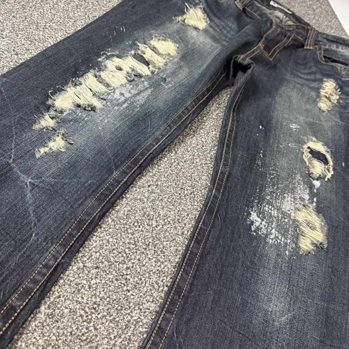 If Six Was Nine 🔥🇯🇵 Japanese Flared Cross Distressed Sorridere Jeans Size US 33 - 5 Thumbnail