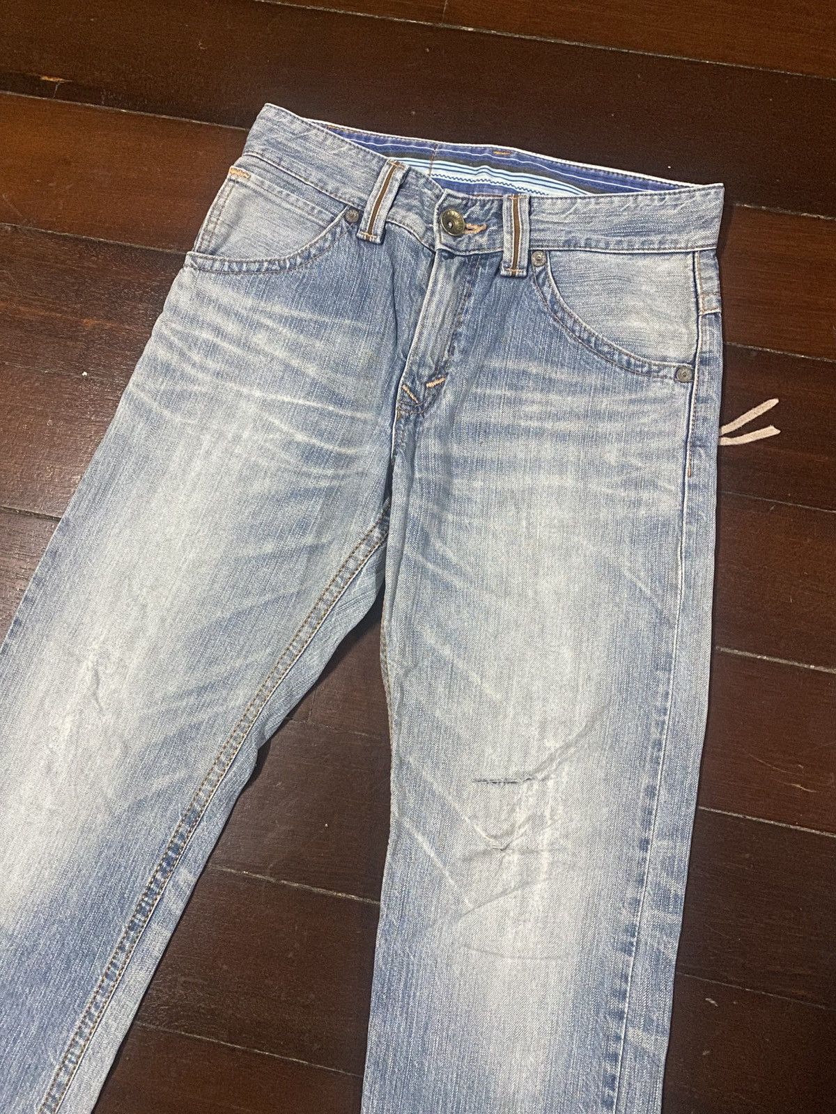 Edwin Thrashed Dirty Mud Edwin Exclusive Vintage Baggy Jeans🇯🇵 Size US 28 / EU 44 - 5 Thumbnail