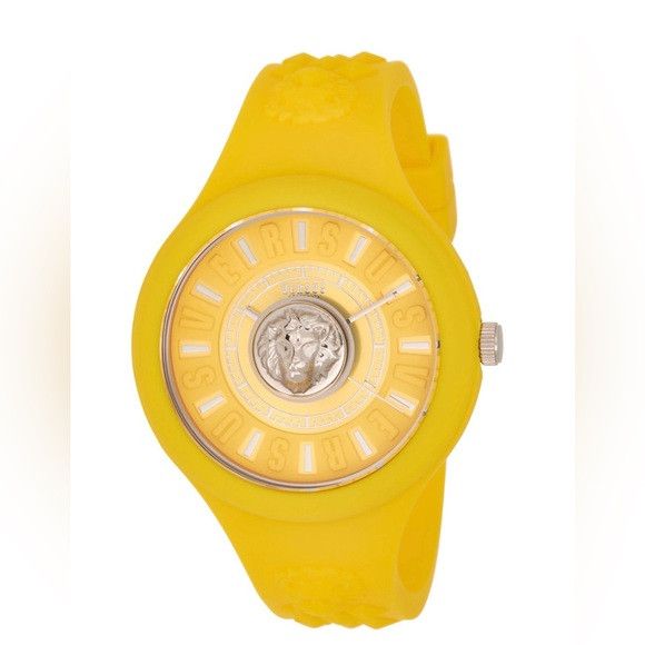 Versus Versace Fire Island Lion Silicone Strap Watch 44mm Yellow Size ONE SIZE - 1 Thumbnail