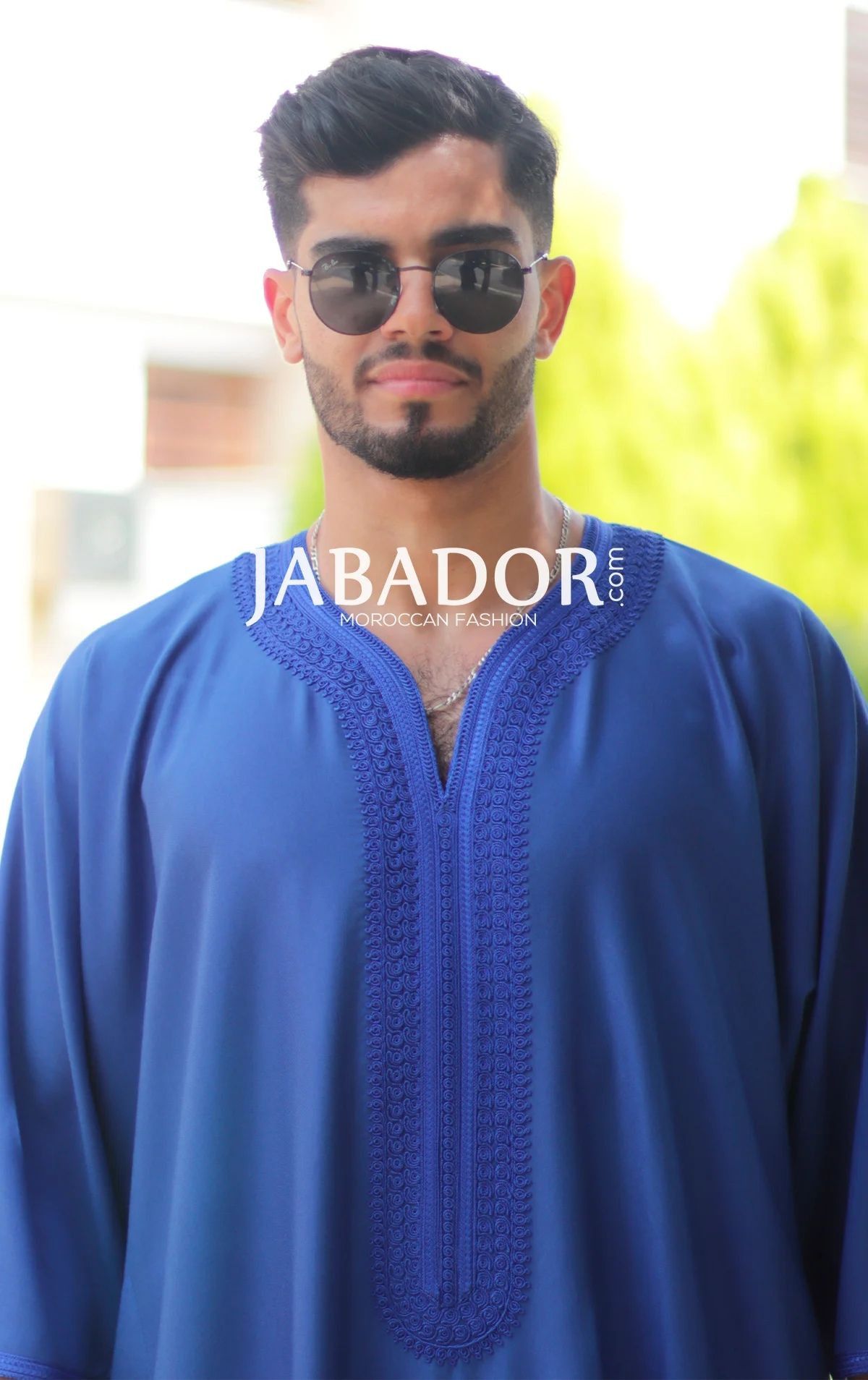 Other Moroccan caftan long Gandoura Bleu Roi Size US L / EU 52-54 / 3 - 2 Thumbnail