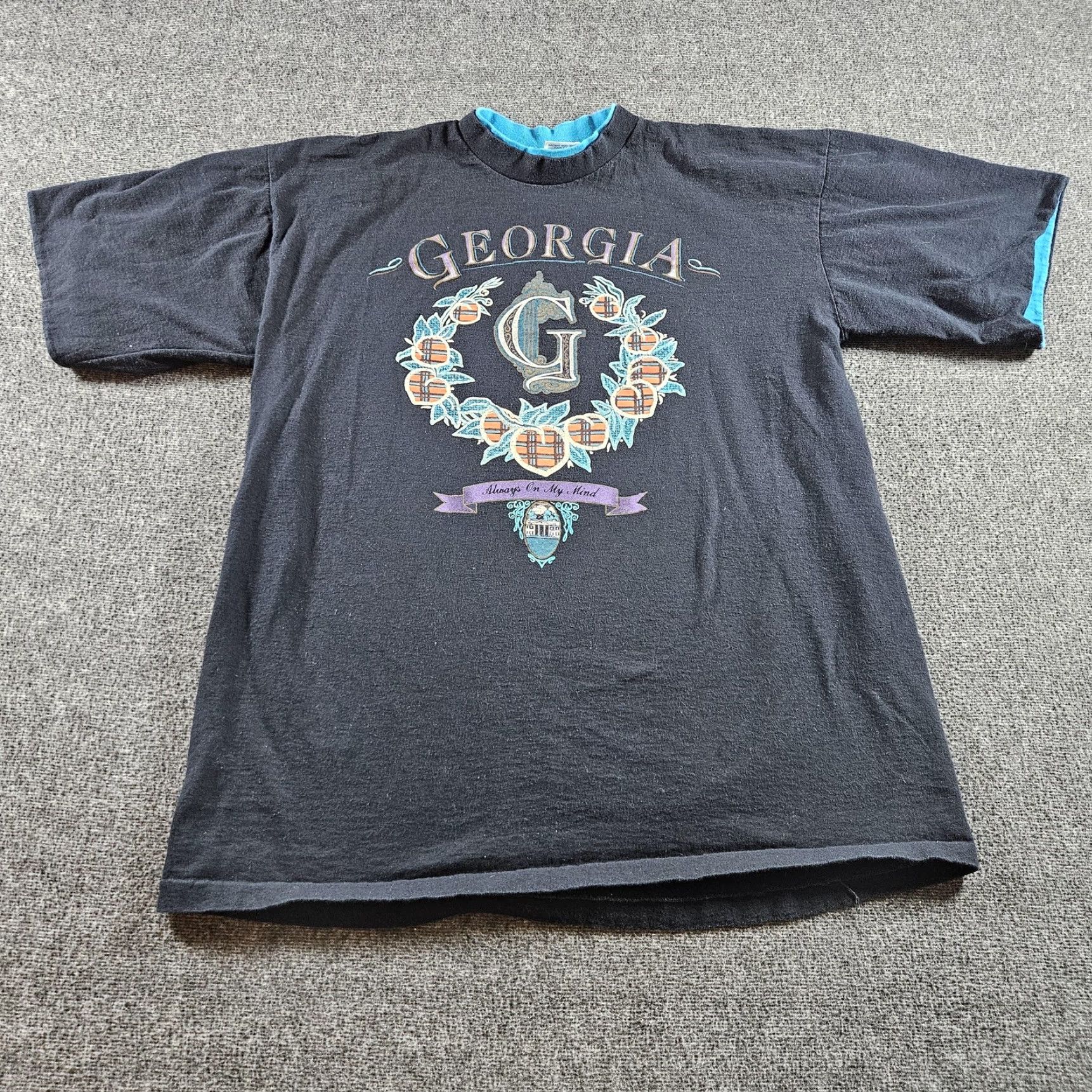 Vintage VINTAGE Belton Georgia Shirt Mens XL Black Crew Neck Short Sleeve Graphic Print 90s Travel USA Crochet? Size US XL / EU 56 / 4 - 2 Thumbnail