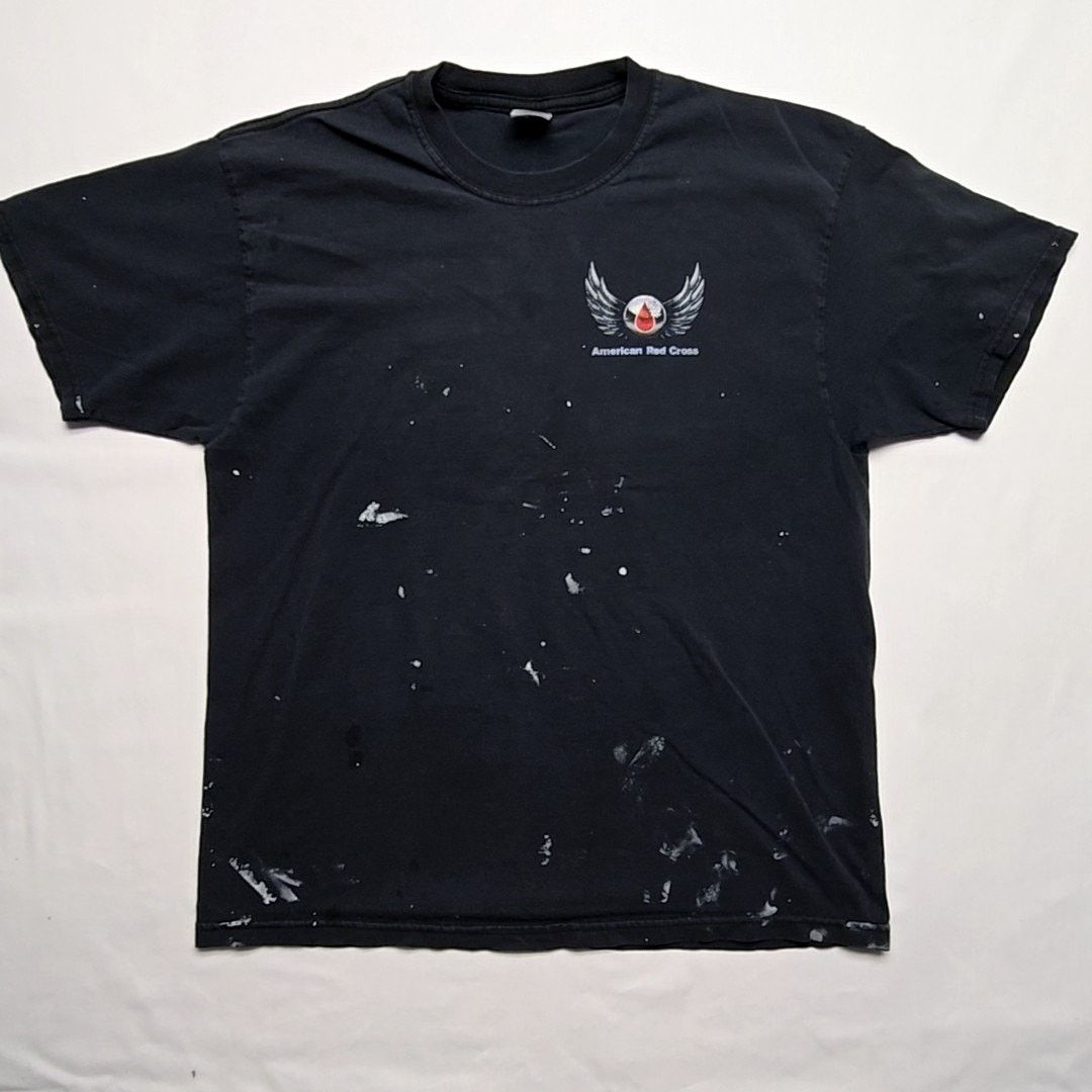 Jerzees Vintage American Red Cross Motor Black Paint Splatter XL Tee Size US XL / EU 56 / 4 - 7 Thumbnail