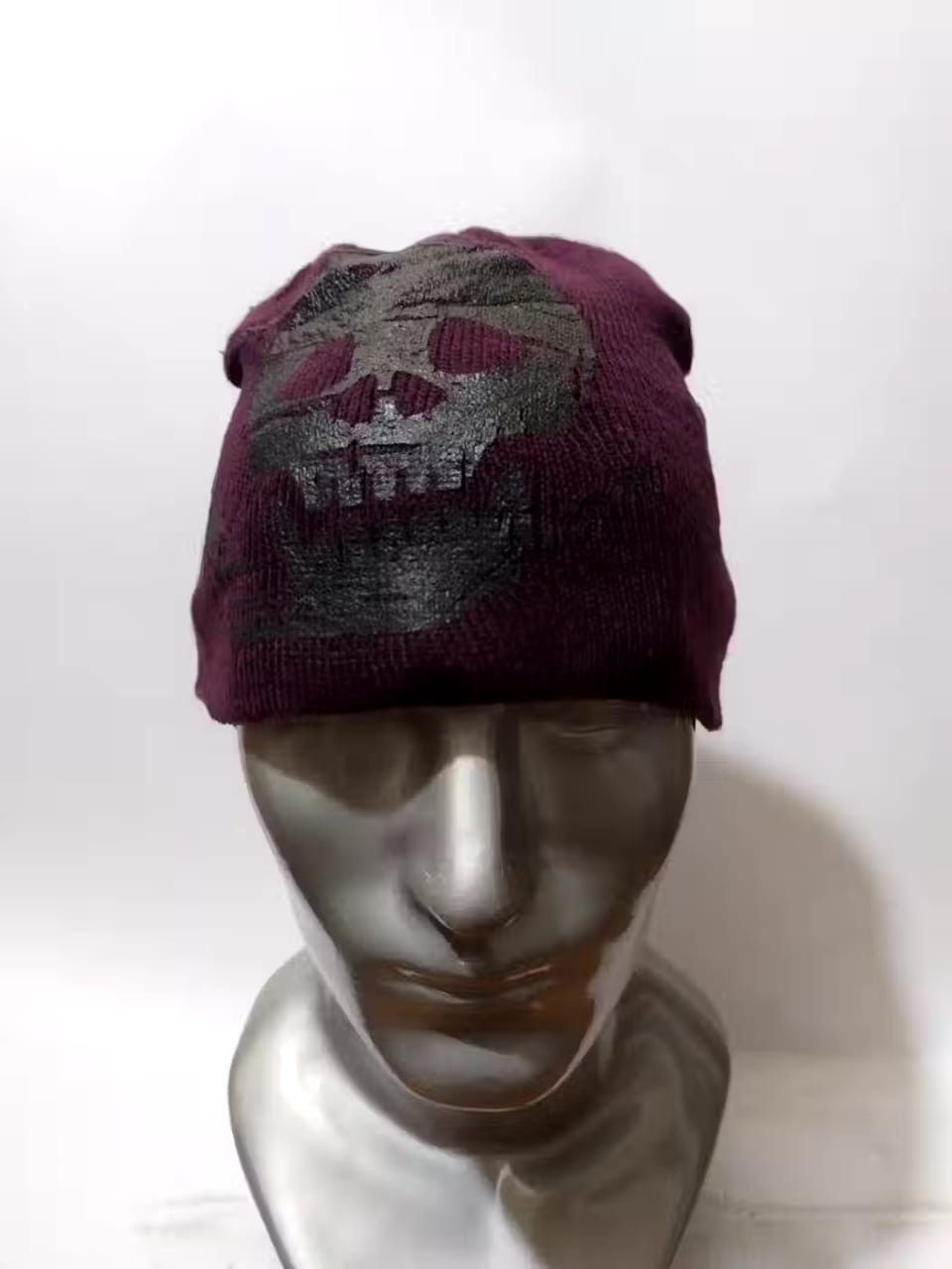 image of Avant Garde Unknown Skull Skeleton Beanie Punk Bondage Design Hats in Purple, Men's