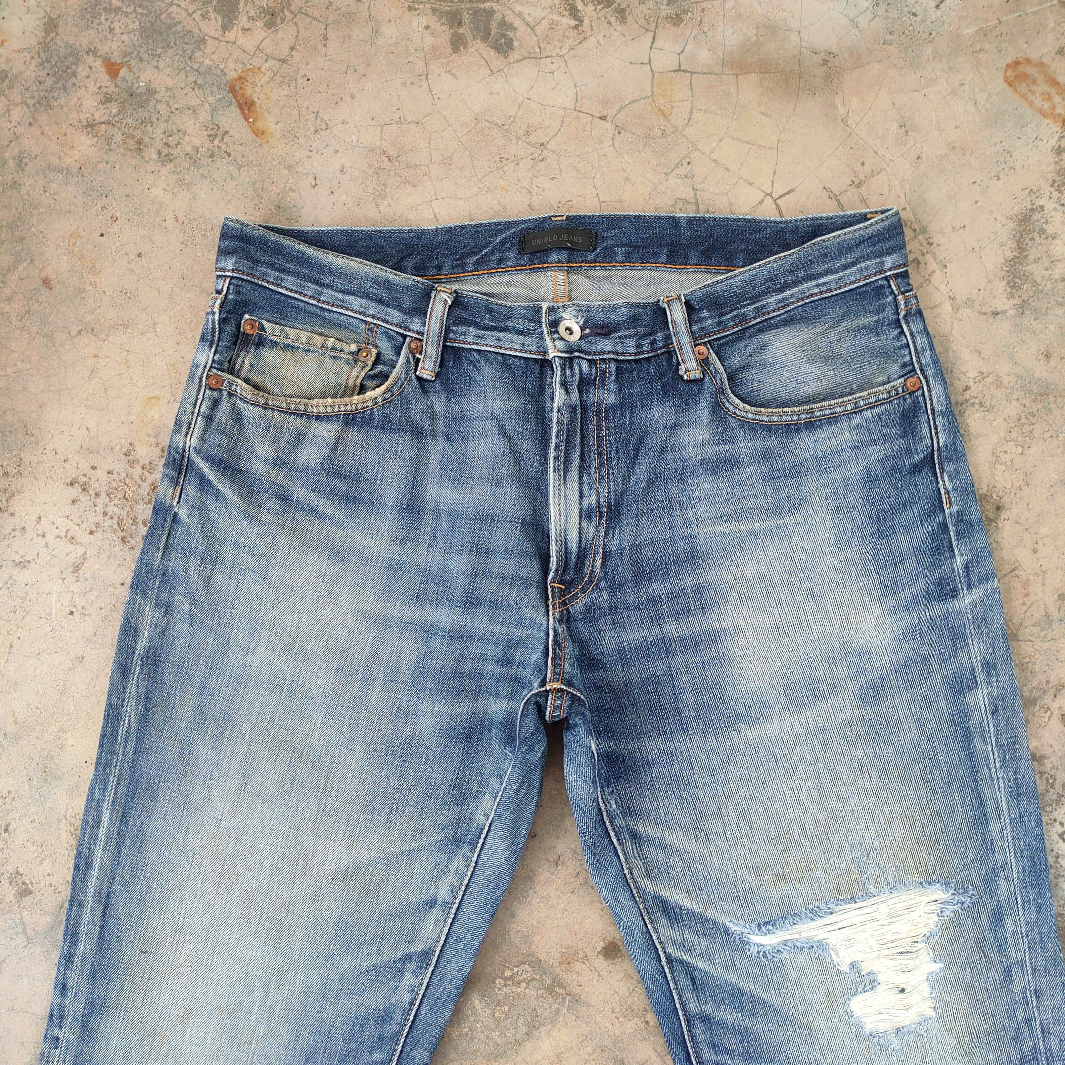 Japanese Brand × Jean × Vintage VINTAGE JAPANESE FADED RIPPED JEANS DENIM PANTS Size US 37 - 3 Thumbnail