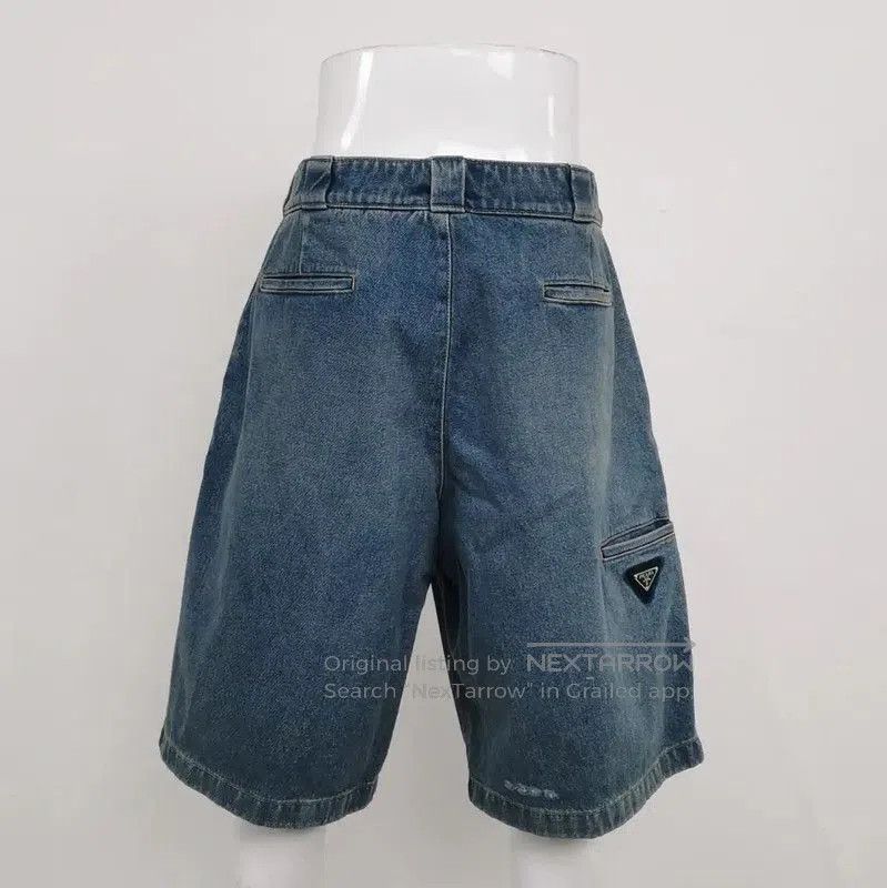 Prada Prada Blue Cotton Embroidered Logo Men's Shorts. Size US 32 / EU 48 - 2 Thumbnail