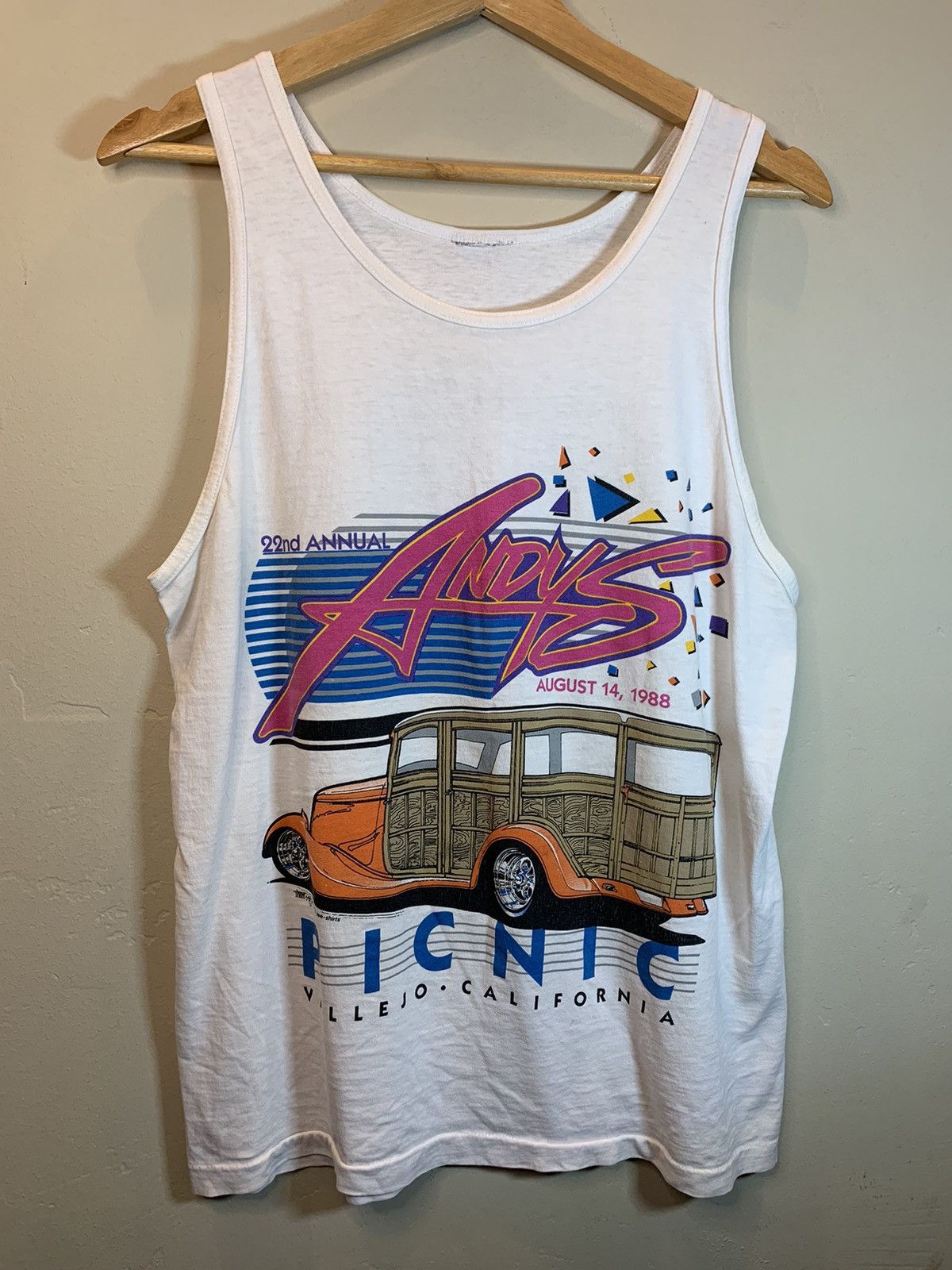 Vintage *RARE* Vintage 80’s Car Show Picnic Andy’s Vallejo Tank Top Size US L / EU 52-54 / 3 - 2 Thumbnail