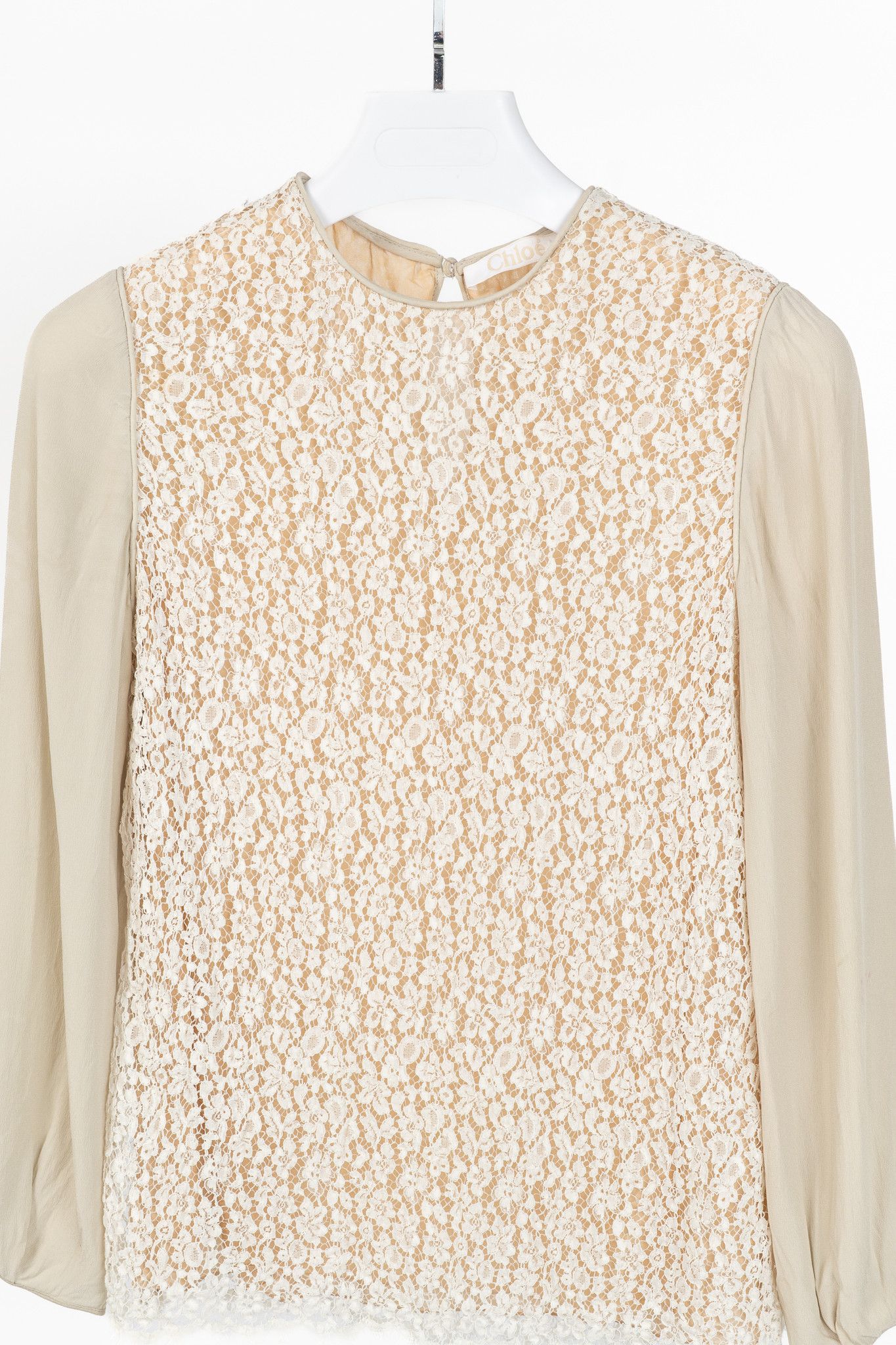 Chloe Chloe AW/12 Runway Chalk Silk Lace Blouse Size S / US 4 / IT 40 - 3 Thumbnail