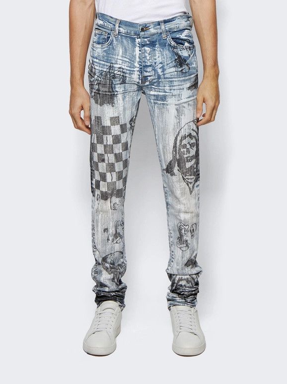 Amiri × Wes Lang o1w1db10125 Sketch Jean in Multicolor Size US 36 / EU 52 - 3 Thumbnail