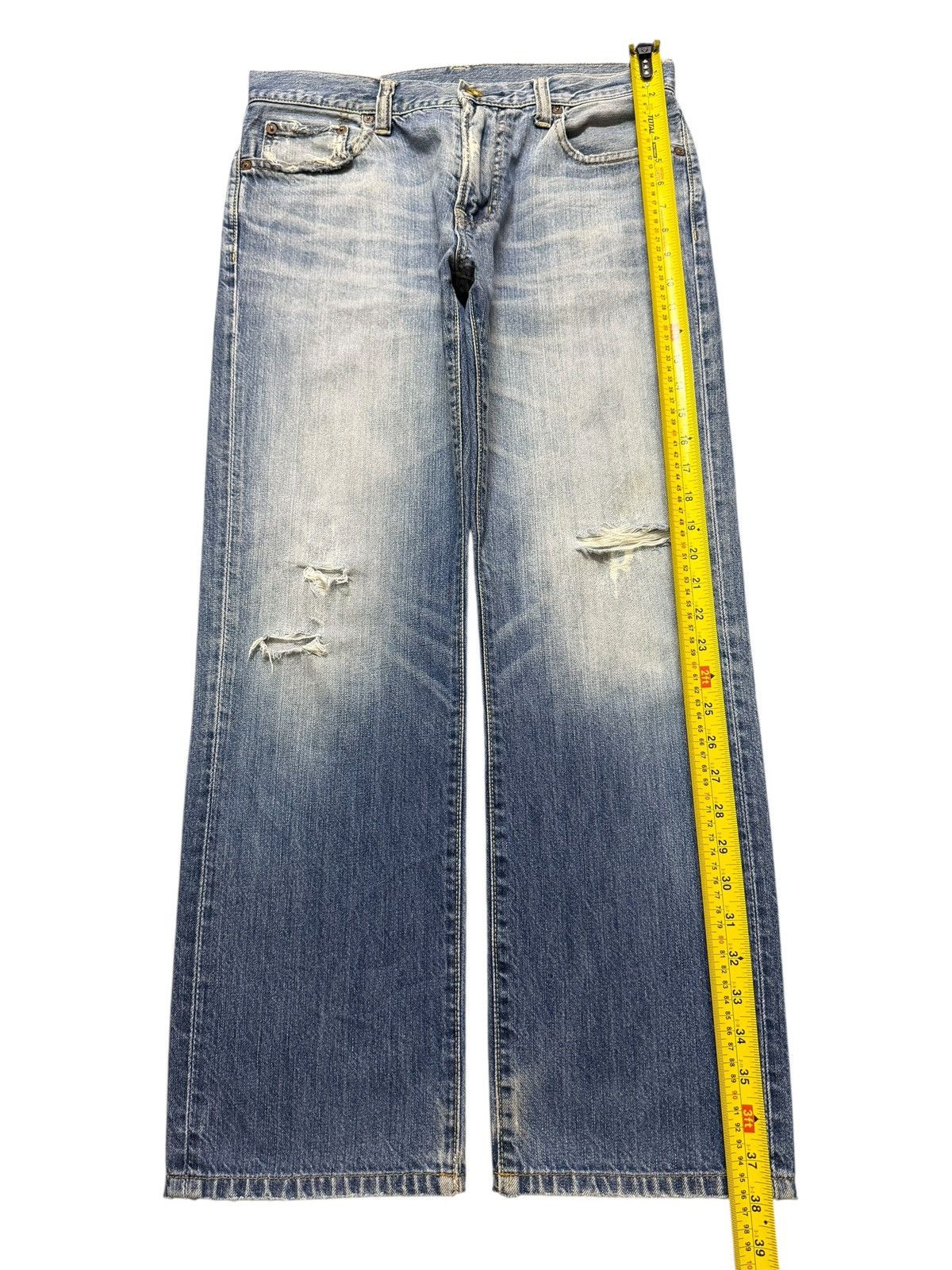 Uniqlo Vintage Y2K Japanese Uniqlo Blue Faded Wash Distress Loose Size US 32 / EU 48 - 9 Thumbnail