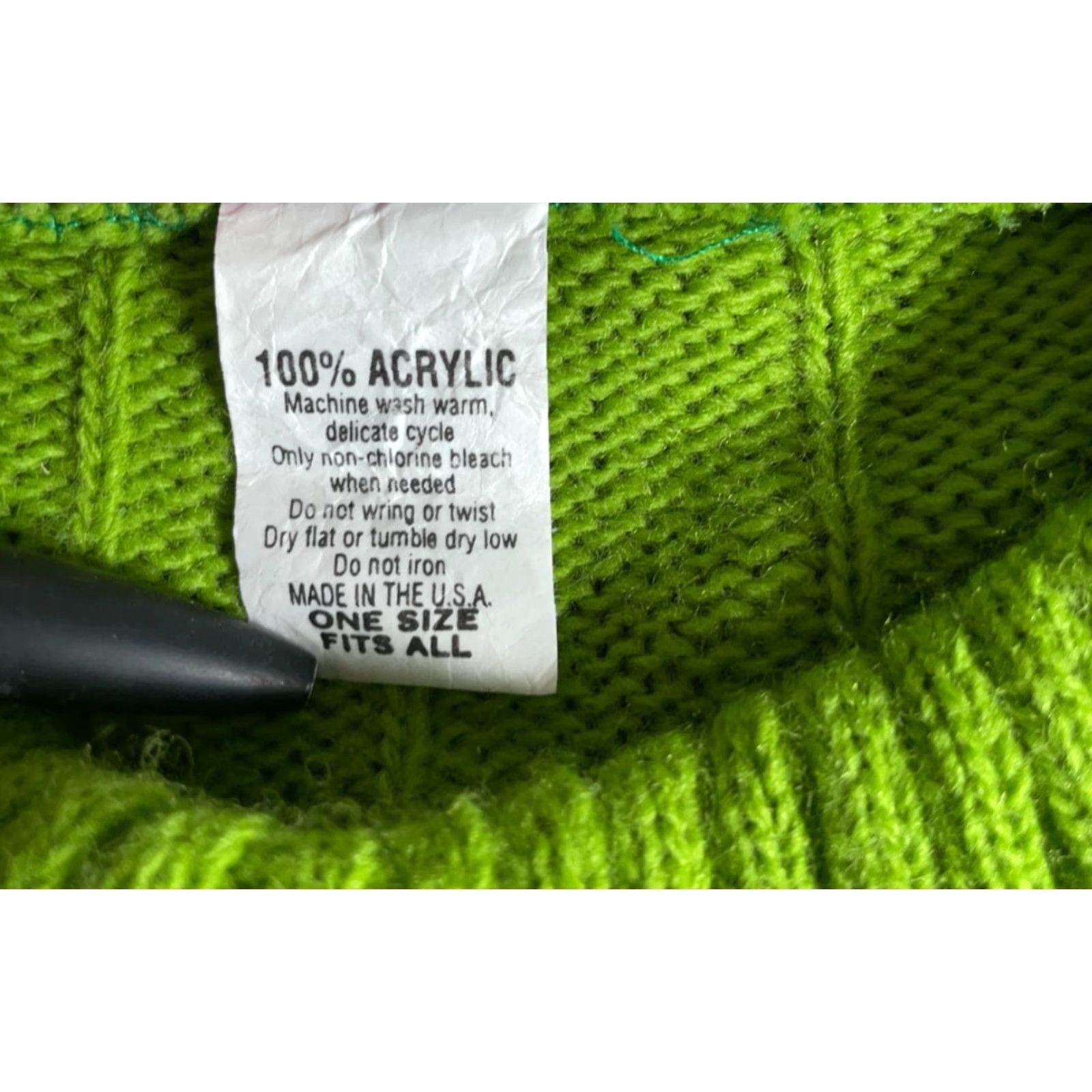 Vintage VINTAGE Amethyst Sweater Unisex One Size / Large Lime Green Knit Mock Neck Ribbed Pullover 80s Hipster Retro Size US L / EU 52-54 / 3 - 4 Thumbnail