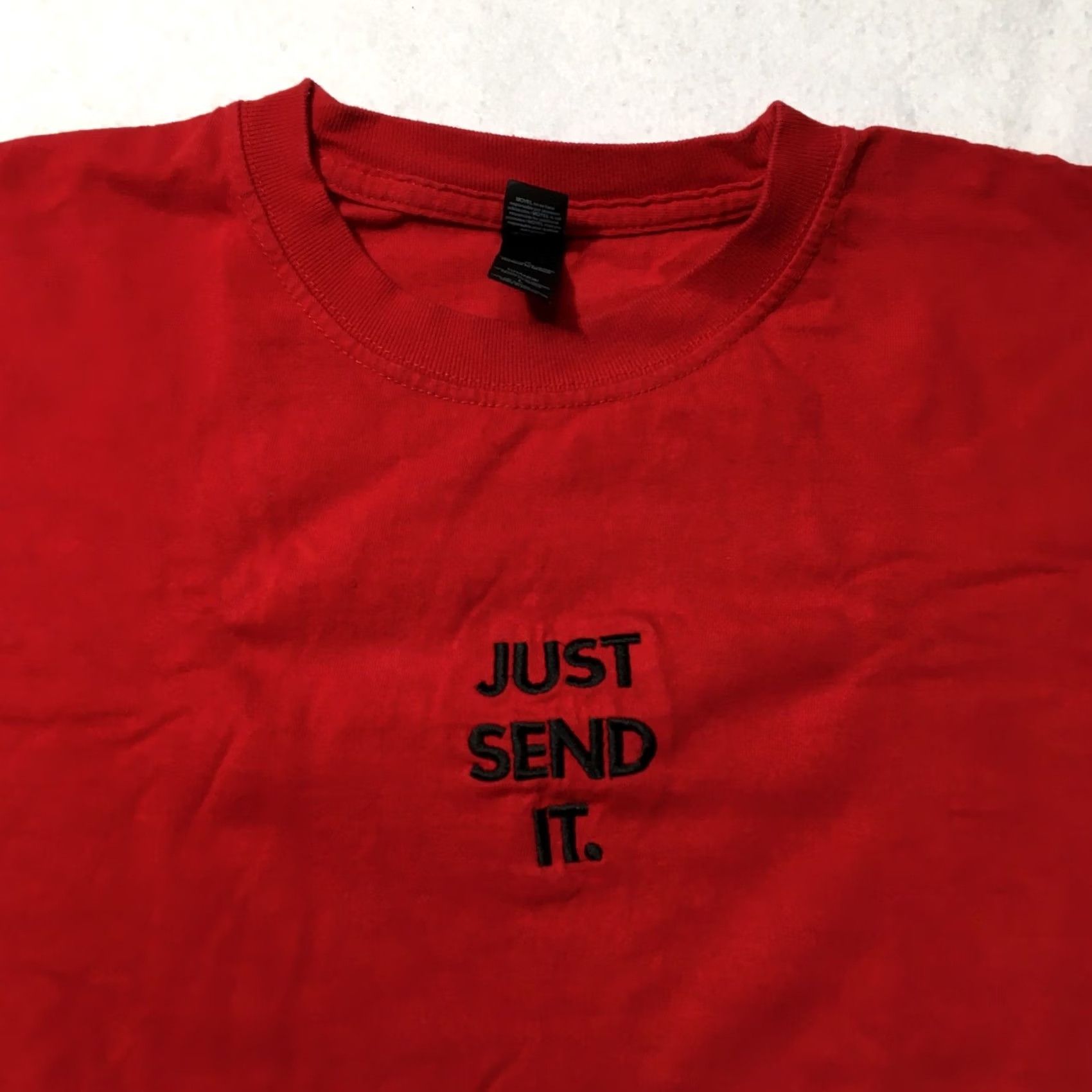 Logo 7 Nike JUST SEND IT Logo M&O cotton Tee T Shirt red Size Large Mens Short Sleeve Size US L / EU 52-54 / 3 - 2 Thumbnail