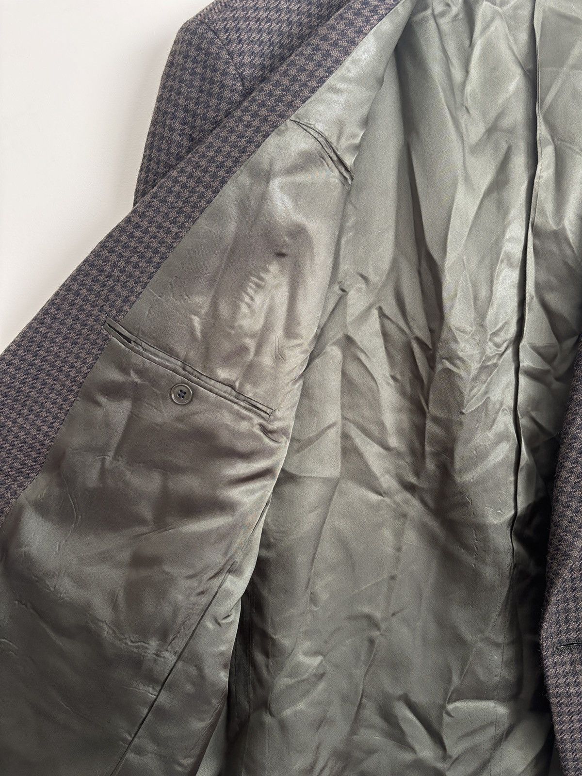 Yves Saint Laurent Yves Saint Laurent Sport Coat Mens Brown Houndstooth Blazer Size 40R - 6 Thumbnail