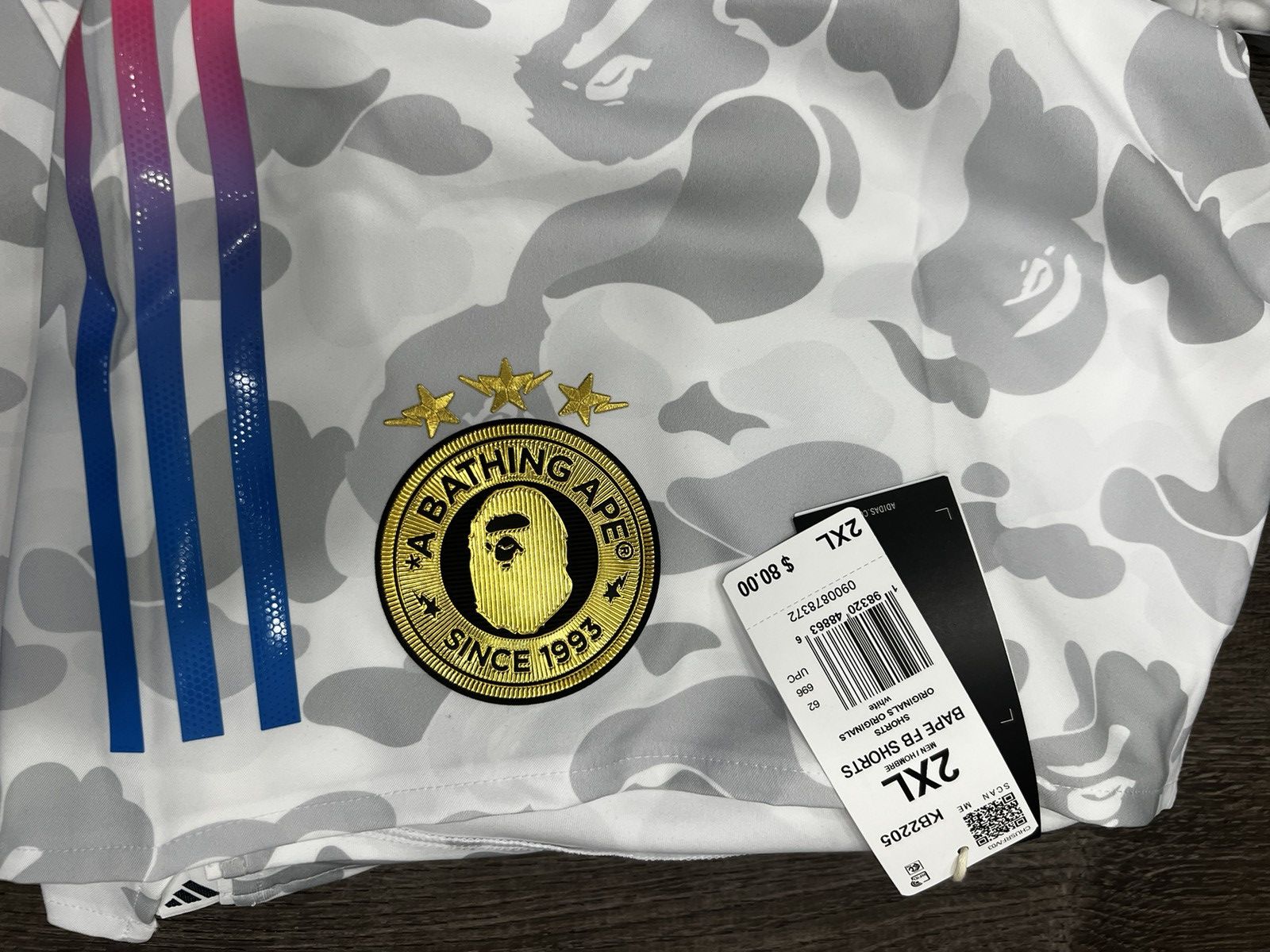 Adidas × Bape Adidas x Bape Football Slim White Shorts Sz L,XL,XXL NEW! Size US 34 / EU 50 - 9 Thumbnail