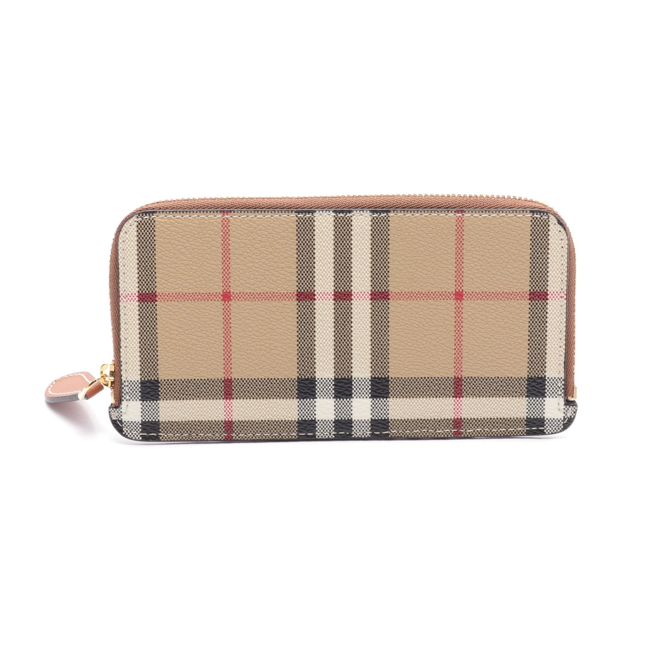 Burberry Burberry Large Check Card Case Leather Light Brown Multicolor Size ONE SIZE - 1 Thumbnail
