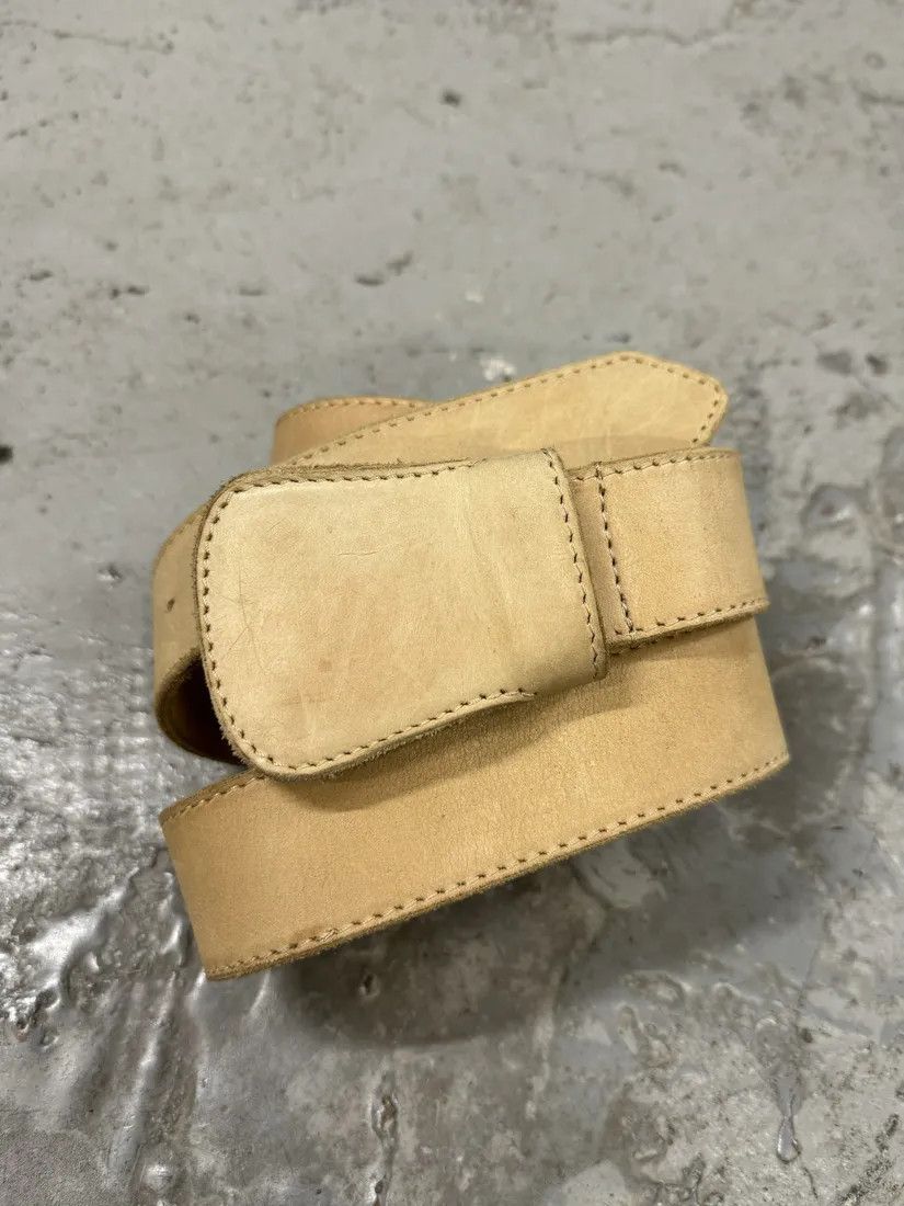Designer × Maison Margiela × Vintage 2012 Maison Martin Margiela Beige Leather Cowboy Belt Size ONE SIZE - 7 Thumbnail