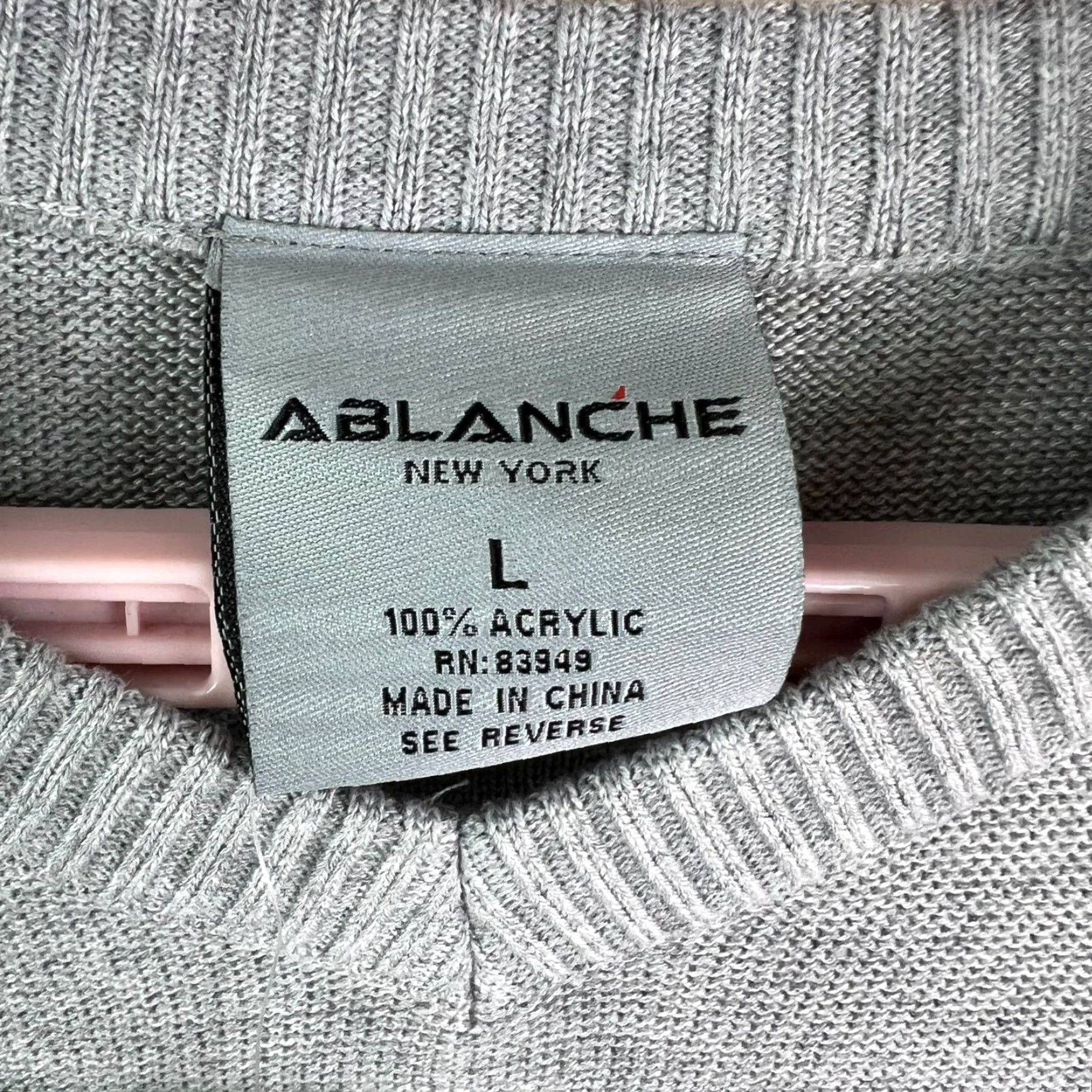 Vintage Ablanche NY V Neck Acrylic Pullover Sweater Mens L Heather Gray NWT Size US L / EU 52-54 / 3 - 3 Thumbnail