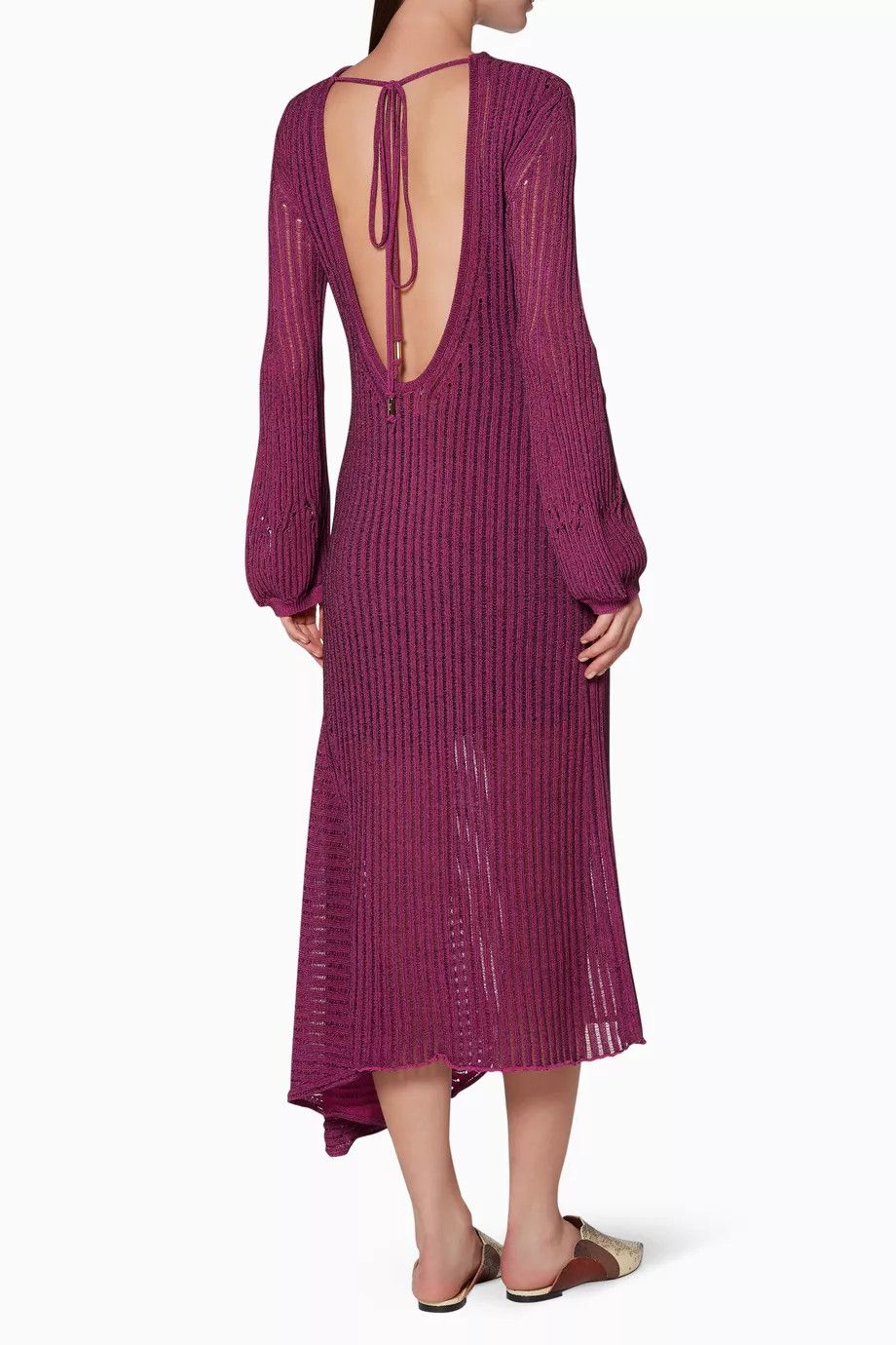 Chloe o1y0825 Midi Dress in Garnet Size S / US 4 / IT 40 - 3 Thumbnail