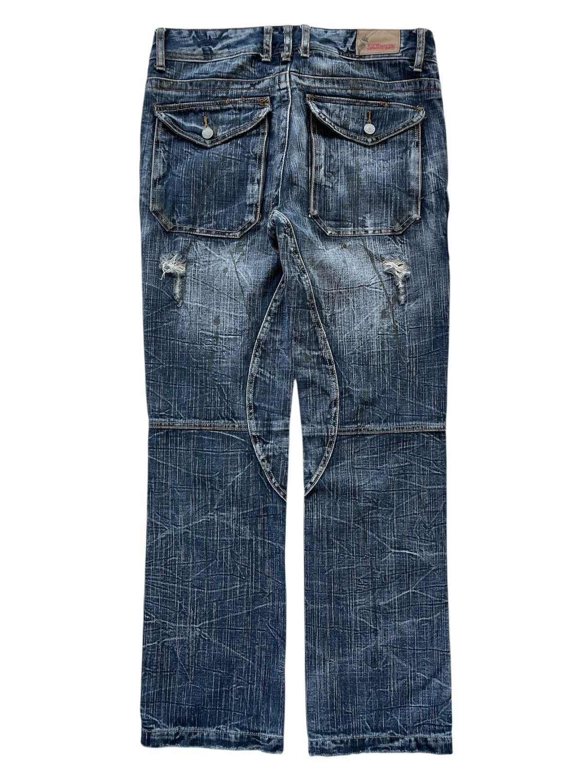 Who Decides War 2000s Solberry - Washed Distressed Unique Multipocket Jeans Size US 33 - 2 Thumbnail