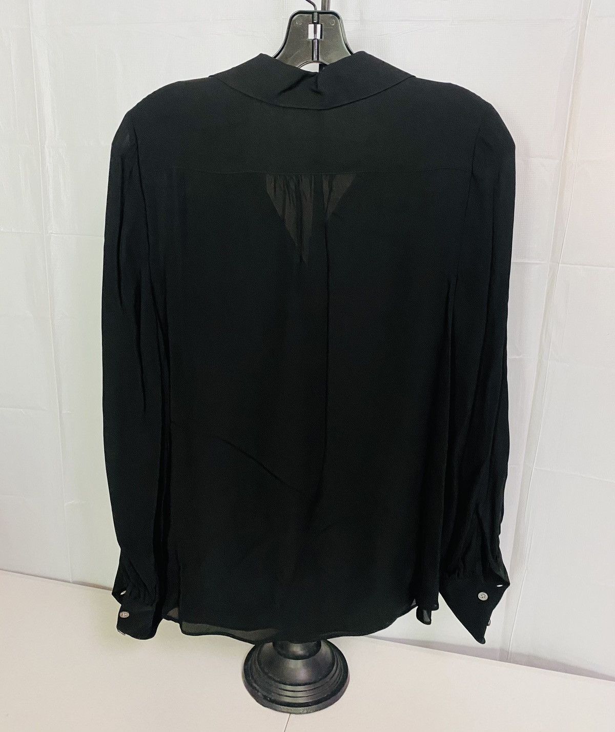Elie Tahari Elie Tahari Blk Chiffon Sheer Silk Split Satin Collar M NWT Size M / US 6-8 / IT 42-44 - 8 Thumbnail