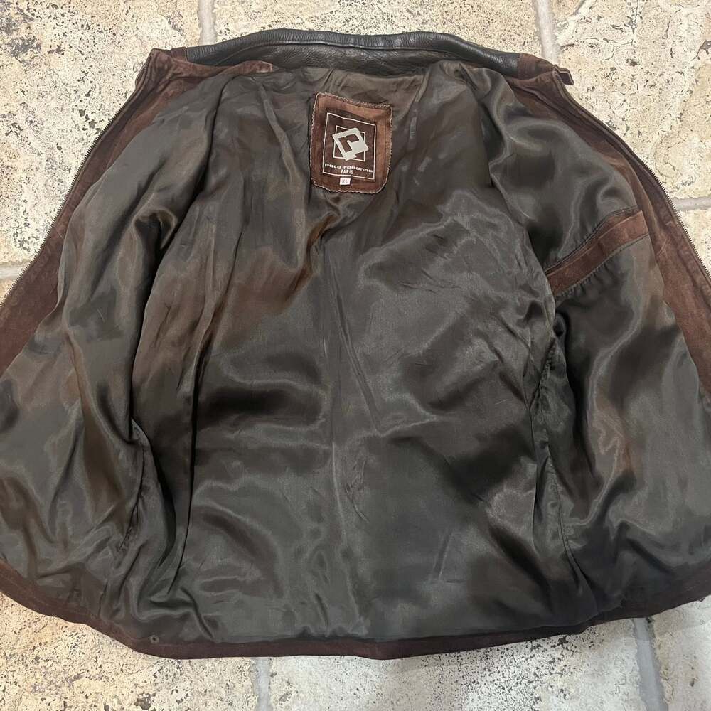 Paco Rabanne Vintage Paco Rabanne Brown Leather Jacket Size US XL / EU 56 / 4 - 3 Thumbnail