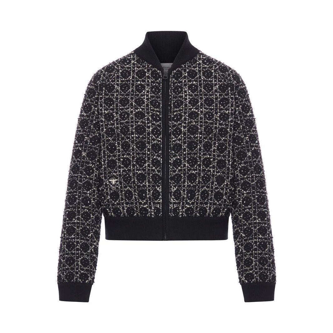 Dior DIOR $3600 Macrocannage Black/White Bomber Jacket New & Auth Size XS / US 0-2 / IT 36-38 - 1 Thumbnail