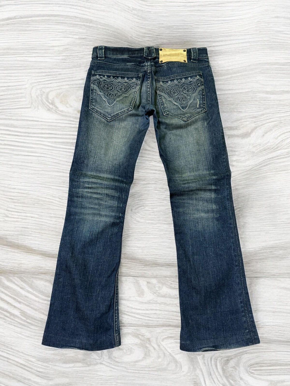 If Six Was Nine Flared Buffalo Jeans Embroidered Distress Low Waist Denim Size US 29 - 2 Thumbnail