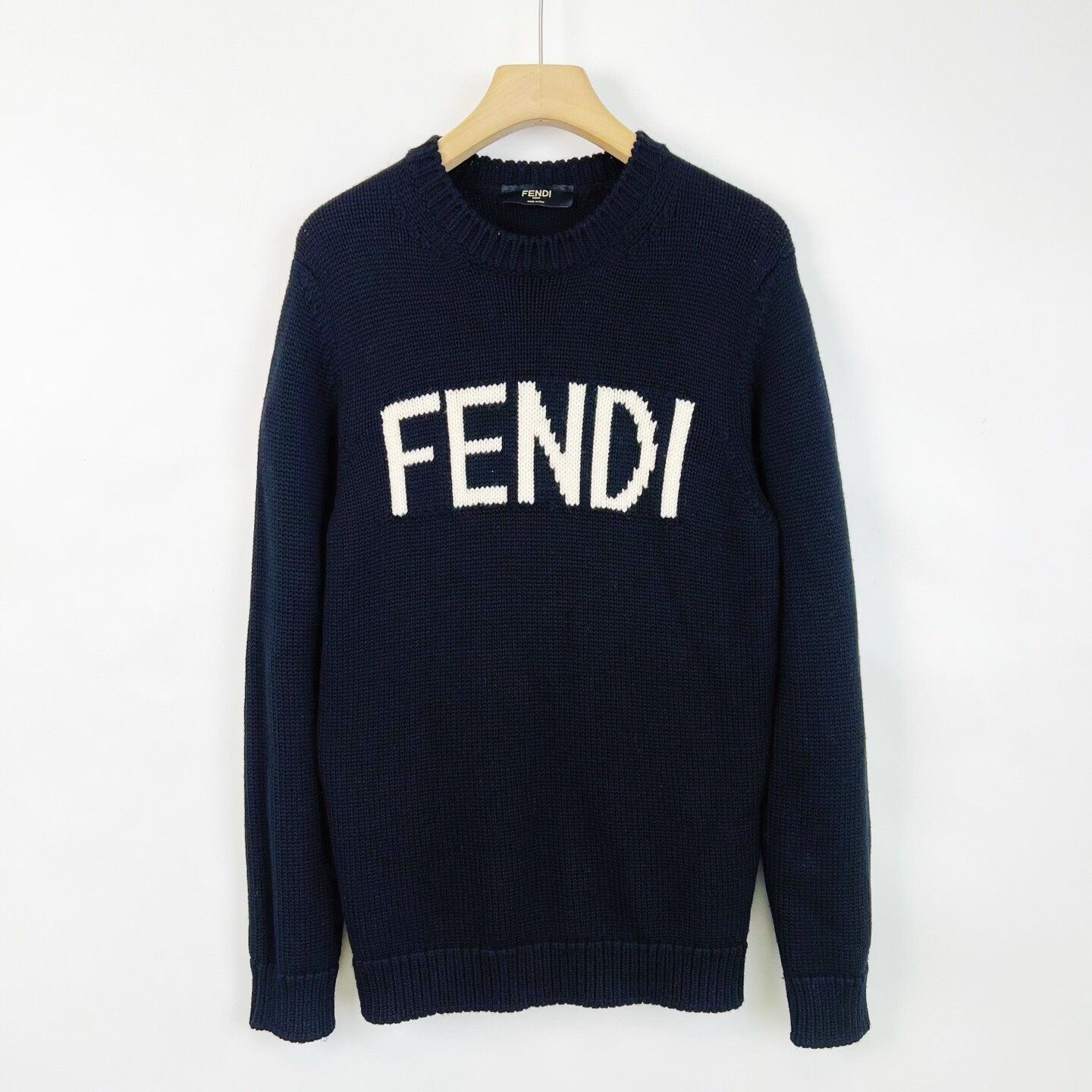 Fendi Fendi Black Logo Wool Knit Sweater Size US M / EU 48-50 / 2 - 1 Thumbnail