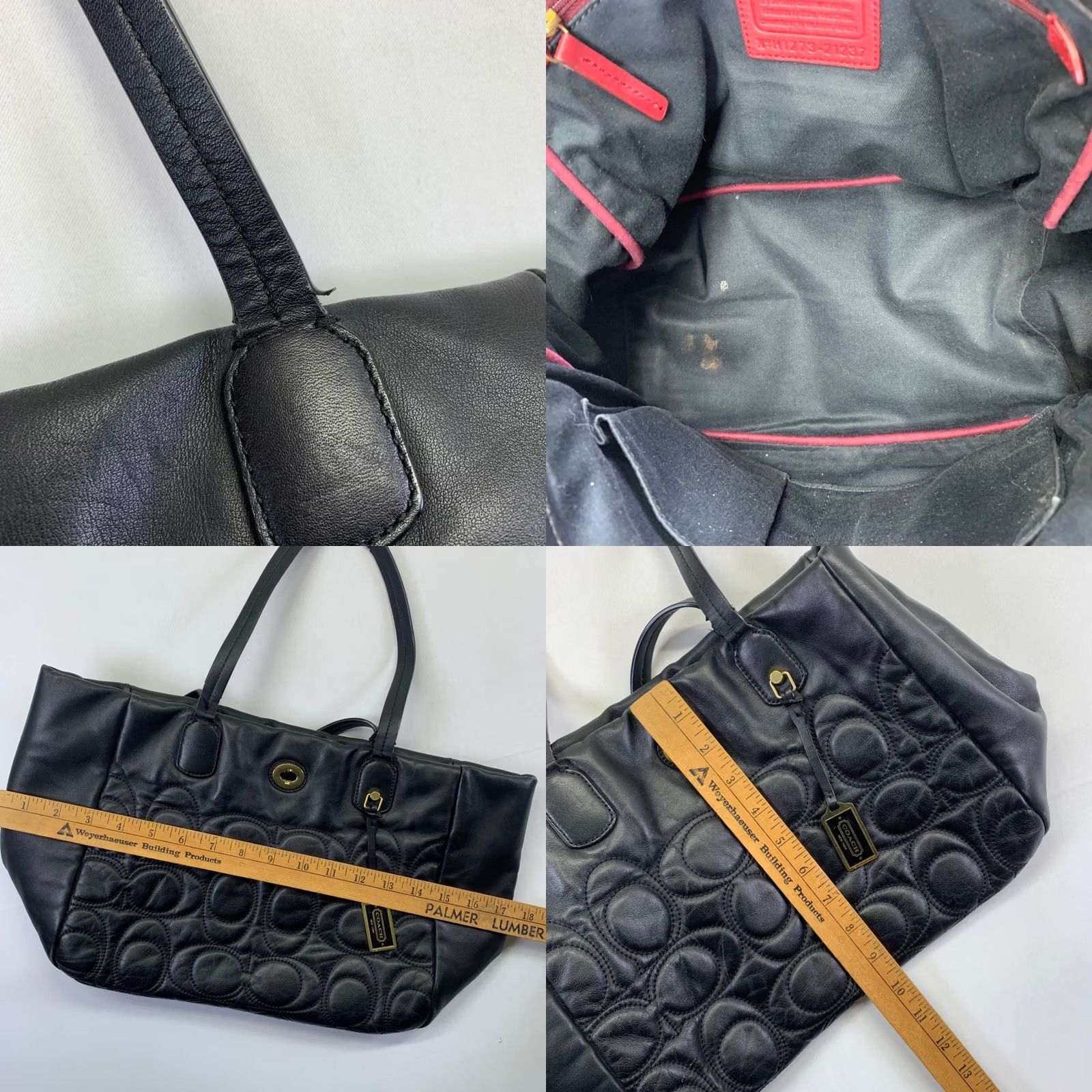 COACH patent leather toteBag Turn Lock Coach Black Leather Op Art 