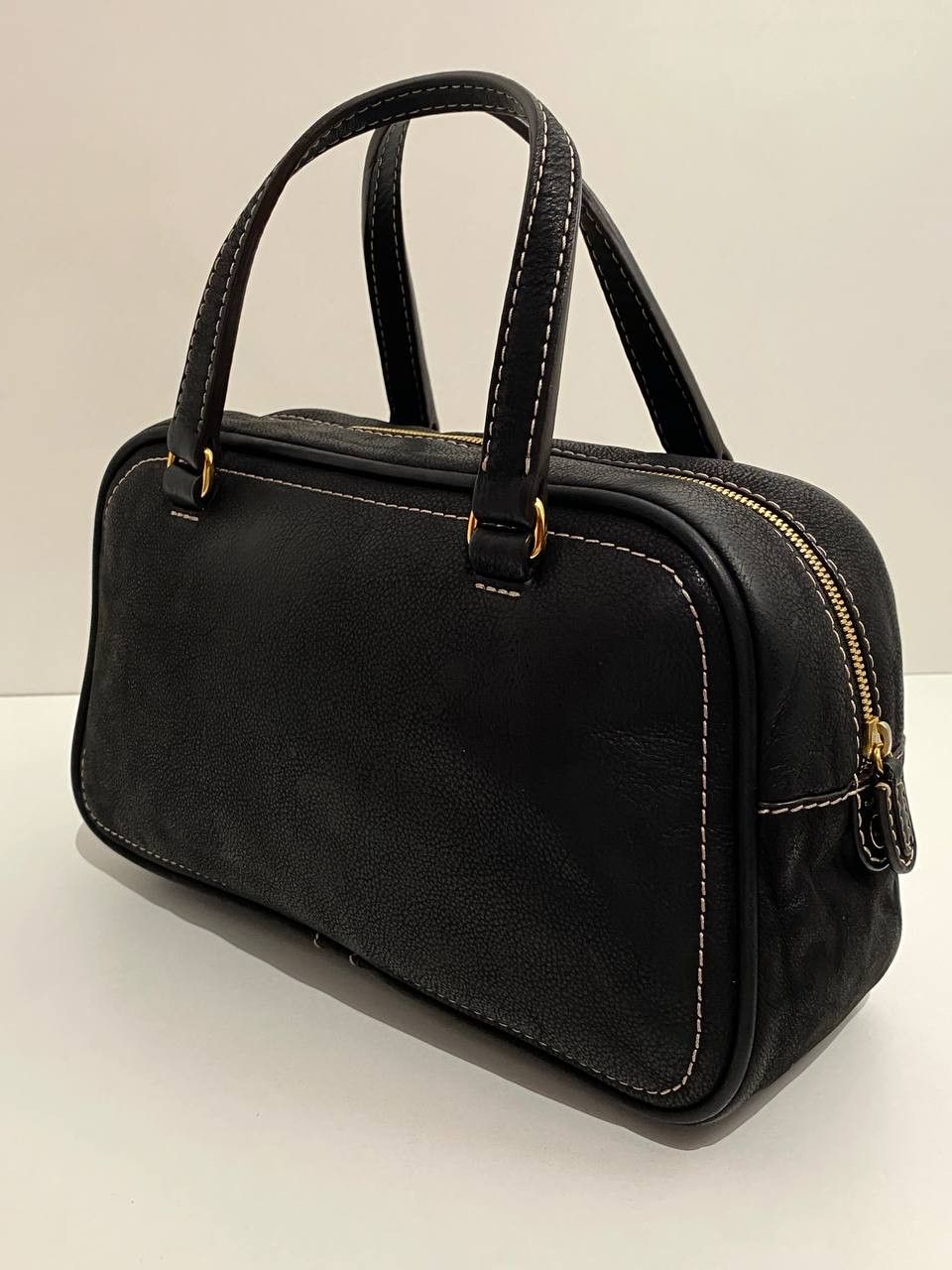 Loewe Loewe Logo Black Leather Black Bowling Tote Hand Bag Size ONE SIZE - 7 Thumbnail