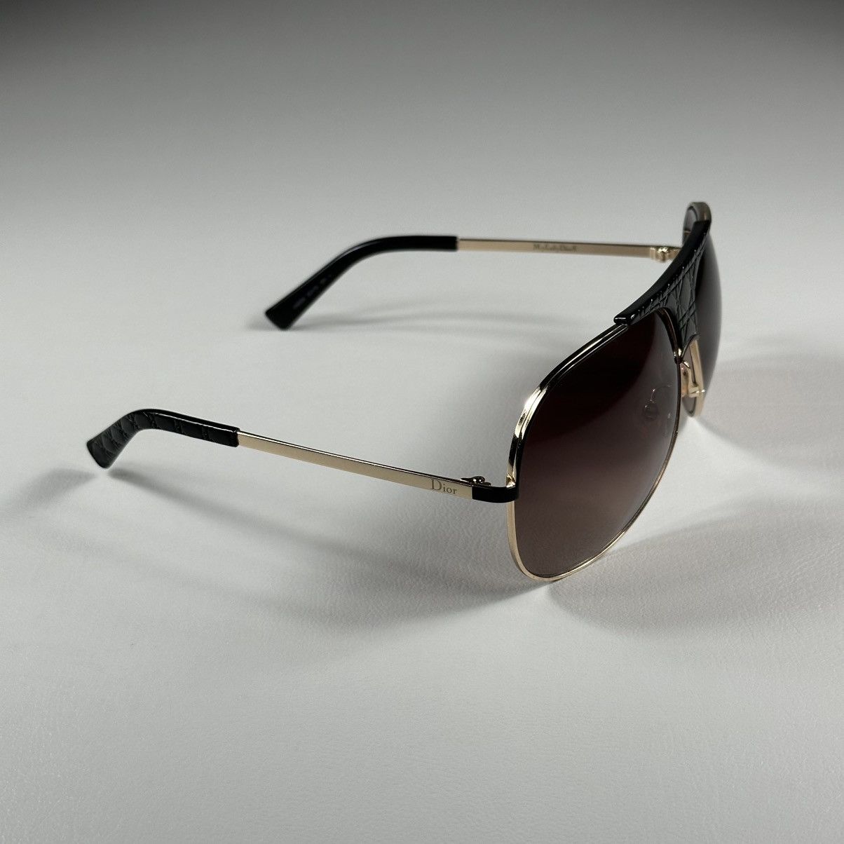 Dior Dior MyLadyDior8 Gold and Black Large Aviator Sunglasses Size ONE SIZE - 2 Thumbnail