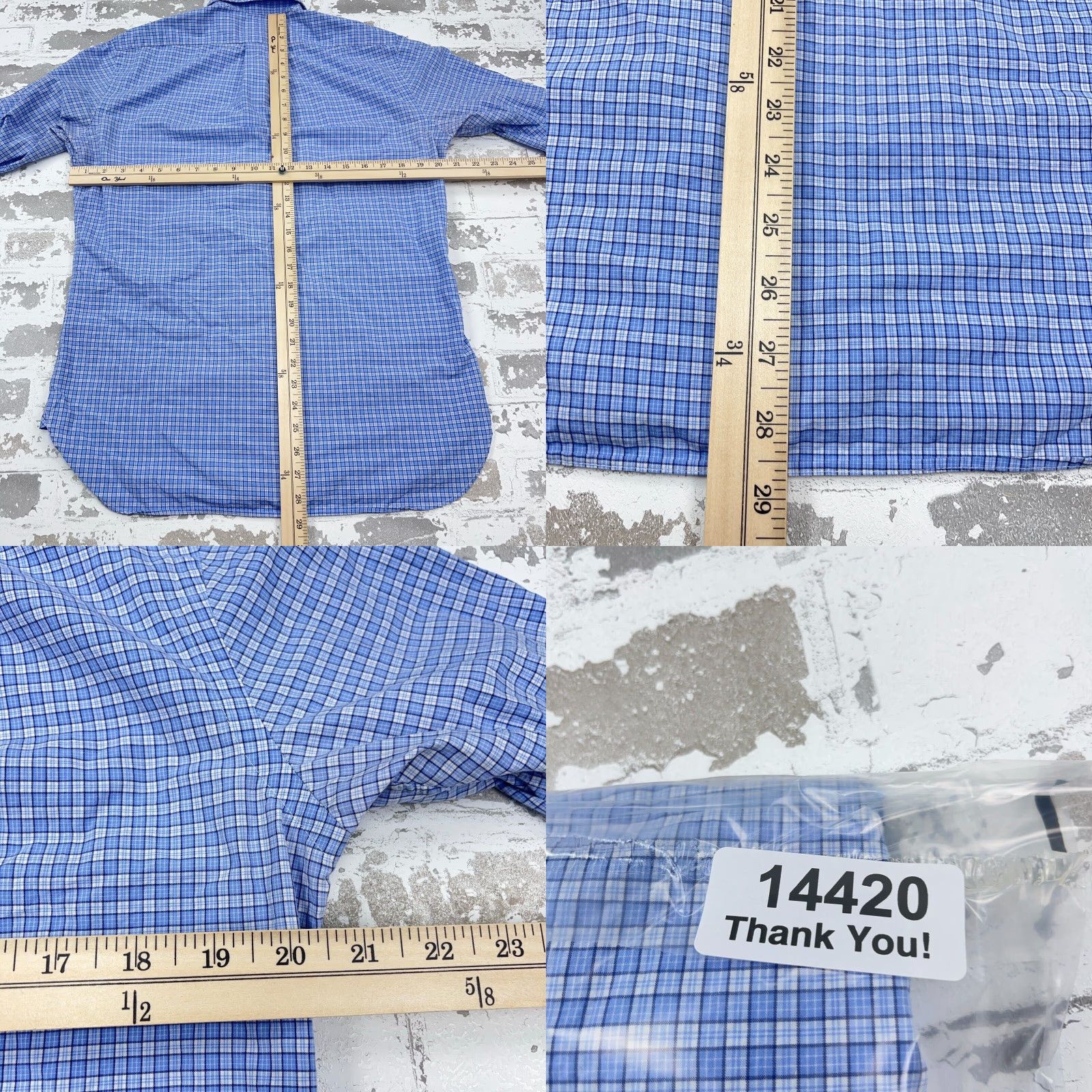 Ralph Lauren Ralph Lauren Shirt Men Blue White Plaid Button-Up Dress Poplin Pony Size 42R - 8 Thumbnail