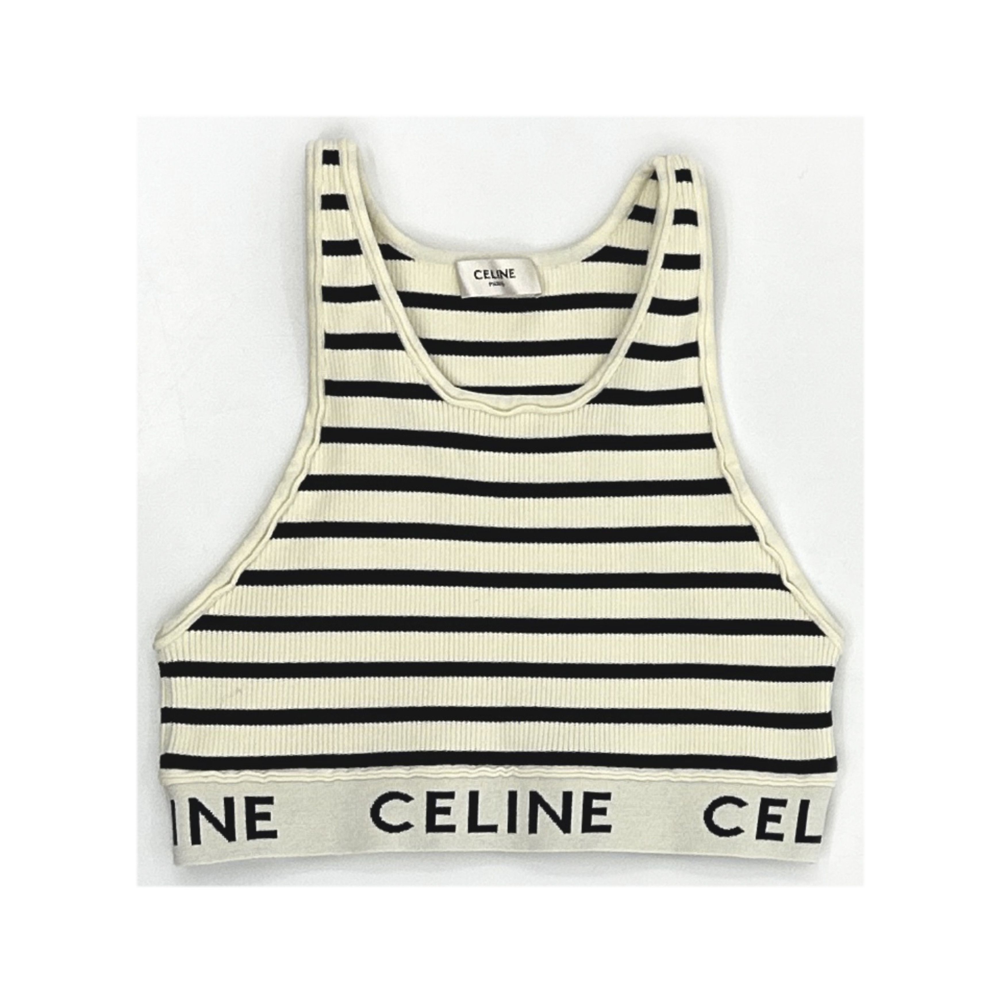 Celine Celine Striped Logo Knit Tank Top Size M Size M / US 6-8 / IT 42-44 - 1 Thumbnail