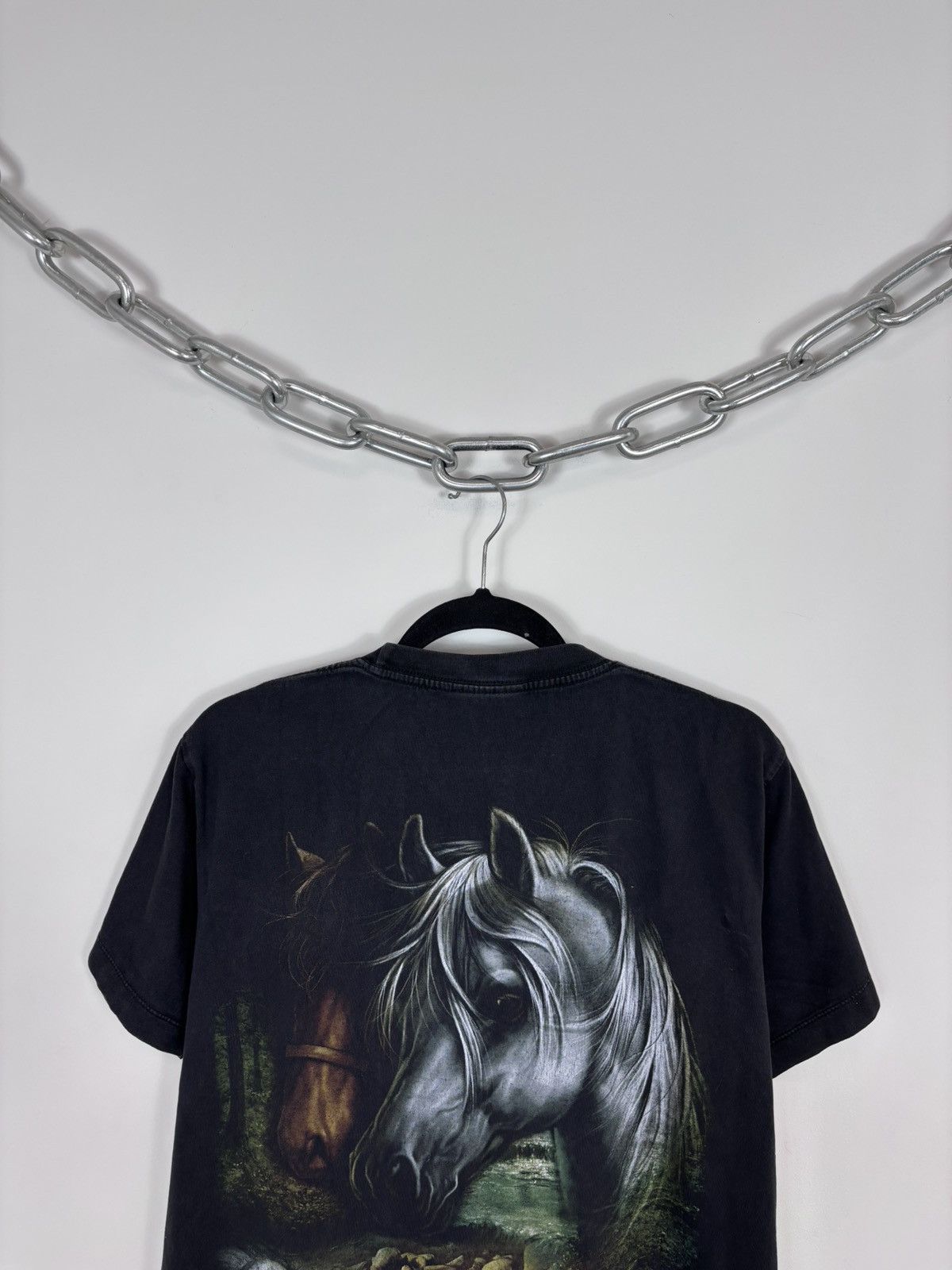 Vintage Vintage Animals Big Horses Nature Logo Black T-Shirt Tee Size US M / EU 48-50 / 2 - 13 Thumbnail