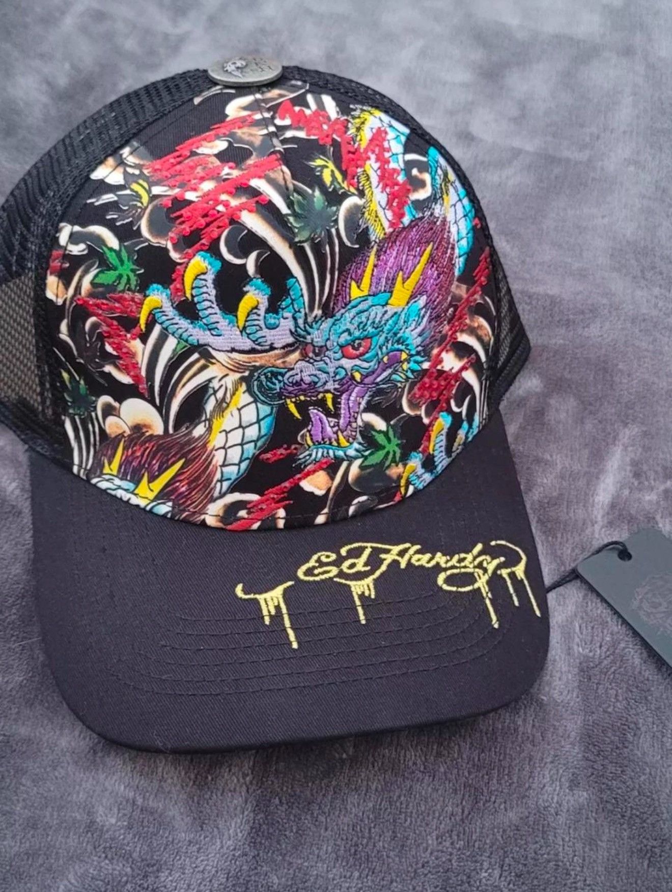 Ed Hardy Rhinestone Dragon Trucker Hat Lot Snapback NWT Size ONE SIZE - 2 Thumbnail