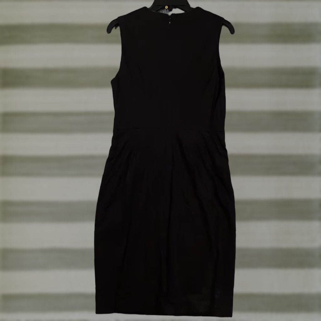 VINTAGE Banana Republic Dress Womens 6 Black Ponte Sheath Sleeveless Little  Black Work