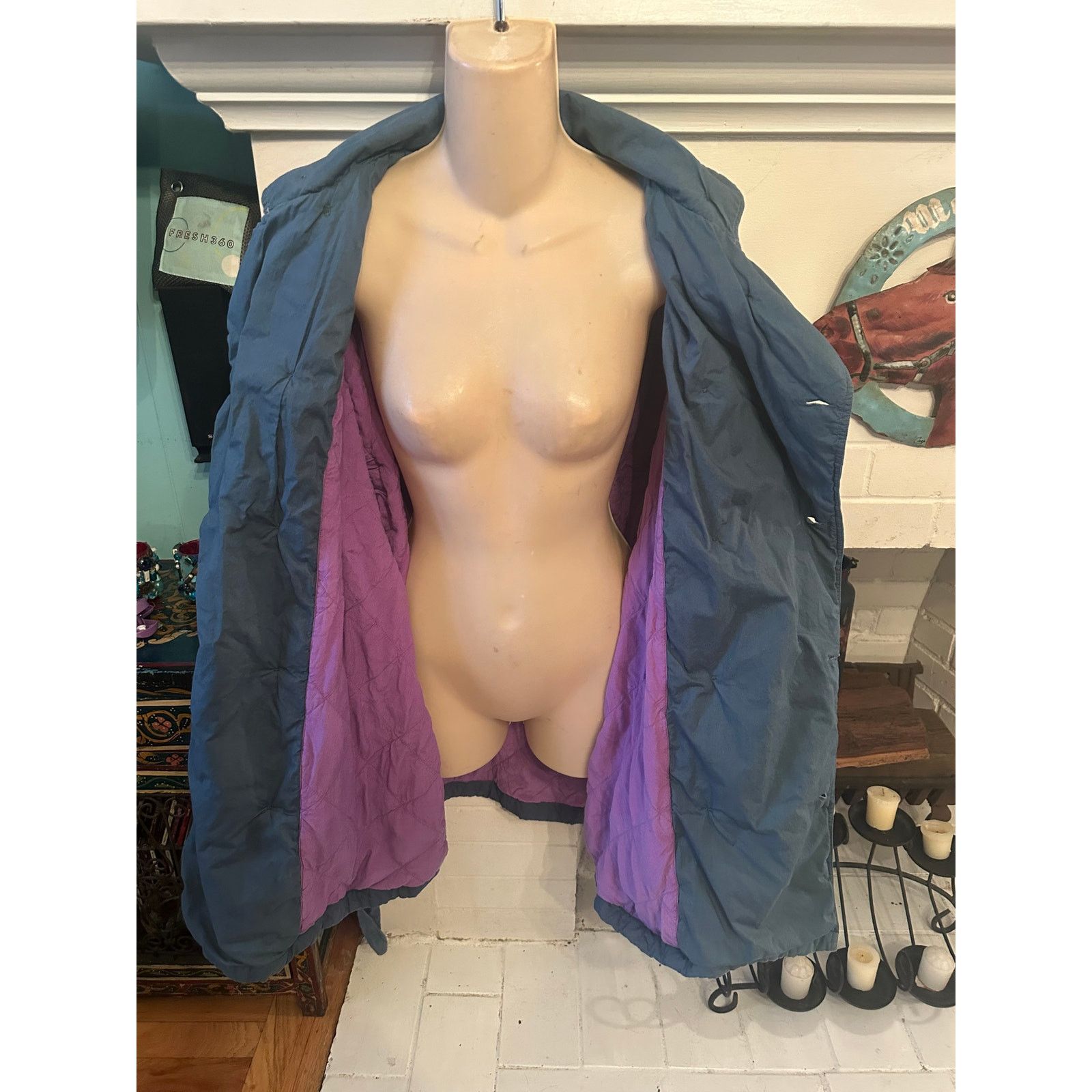 Other 70's 80's WILLIWEAR BLUE & LAVENDER QUILTED TRENCH COAT Size S / US 4 / IT 40 - 11 Thumbnail