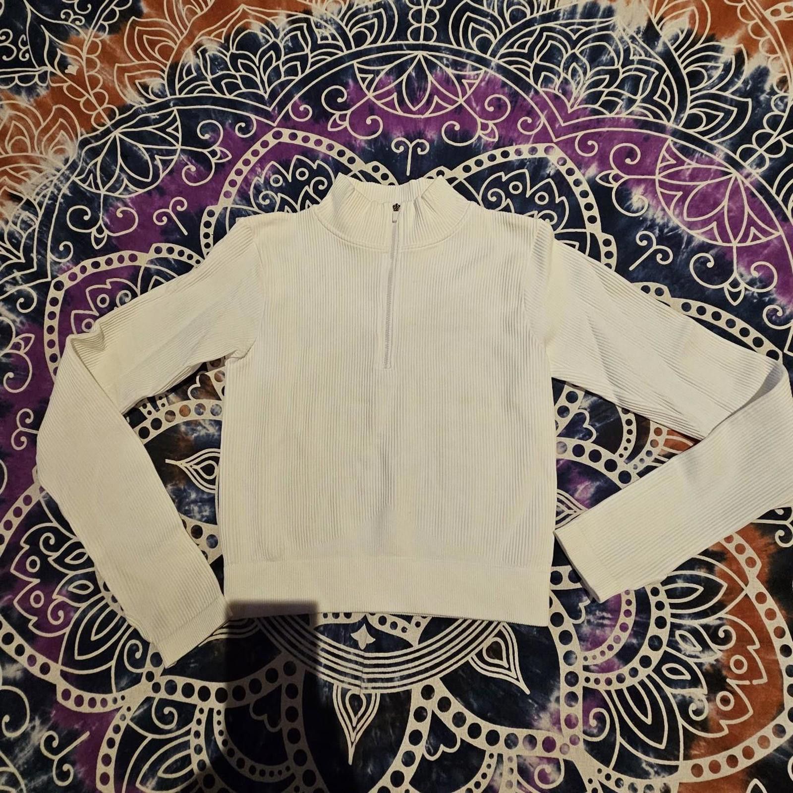 Designer Women's White Quarter Zip Active Domino Shirt Size M / US 6-8 / IT 42-44 - 1 Thumbnail
