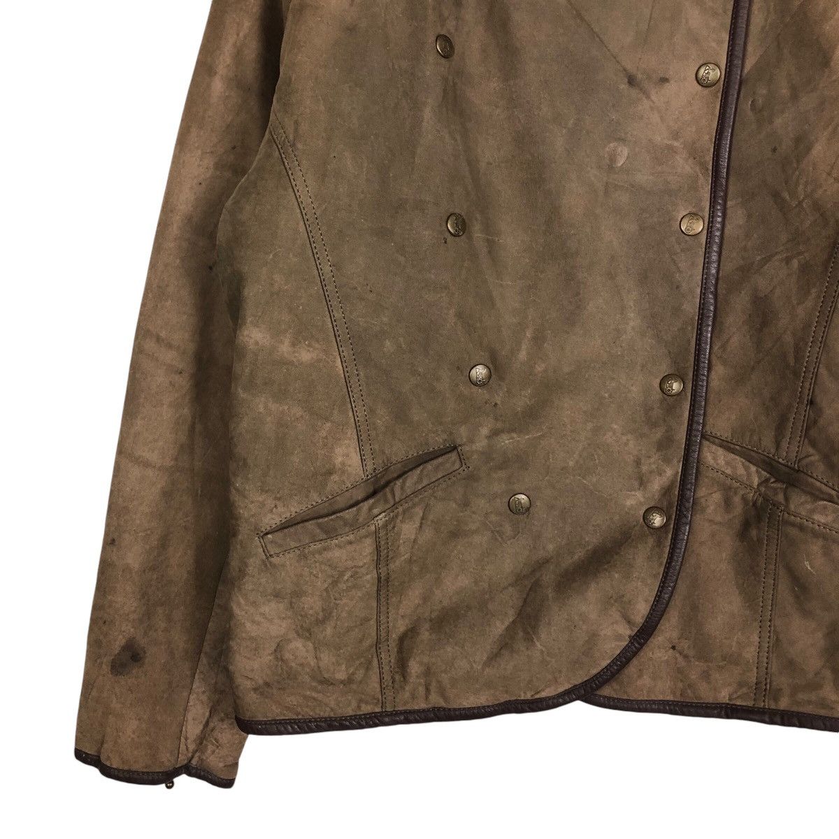 Japanese Brand 📌 Biker Leather Jacket Double Collar Shearling Issey Miyake Size US M / EU 48-50 / 2 - 5 Thumbnail
