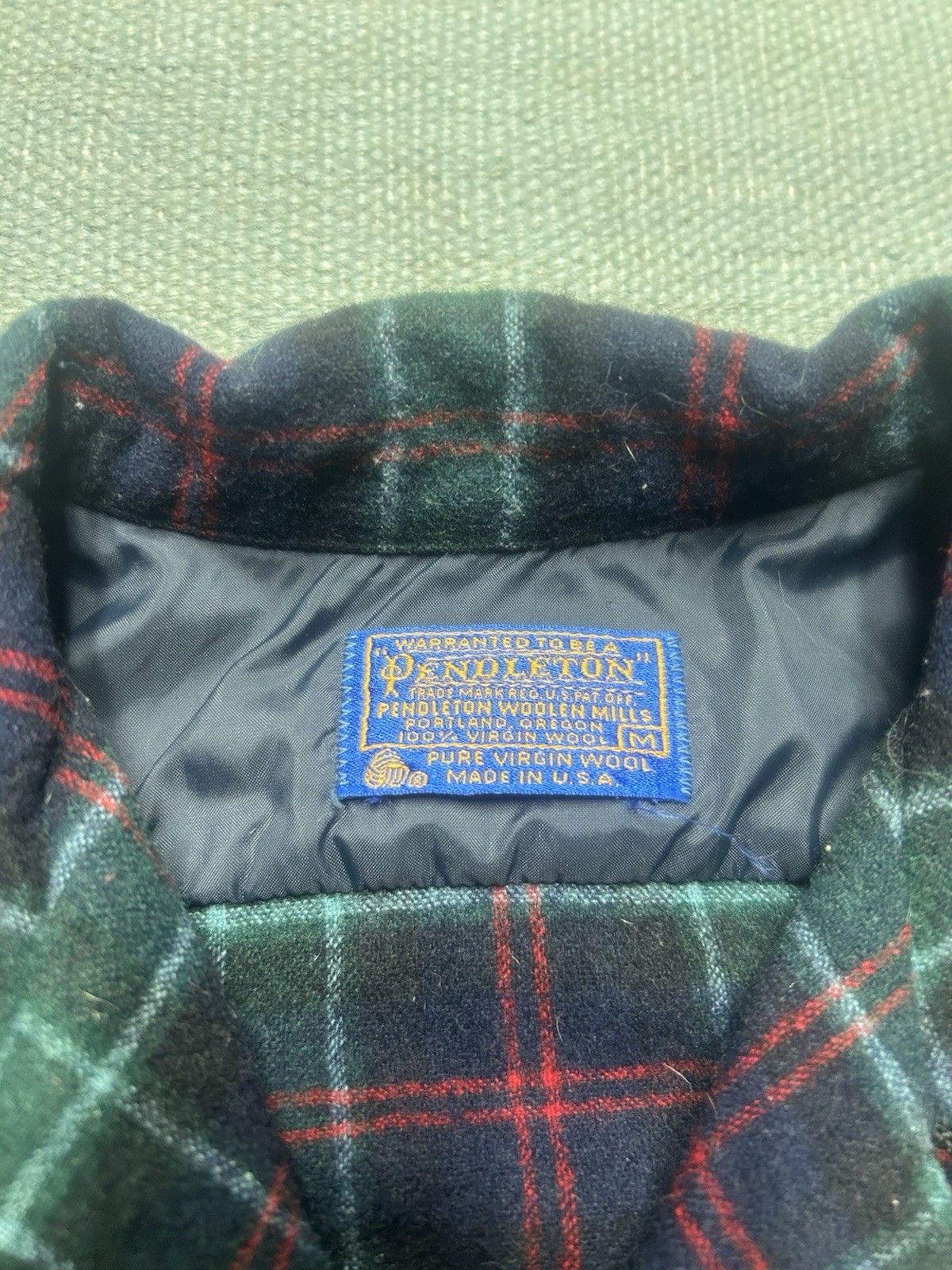 Vintage 60s Pendleton wool board shirt loop collar plaid M