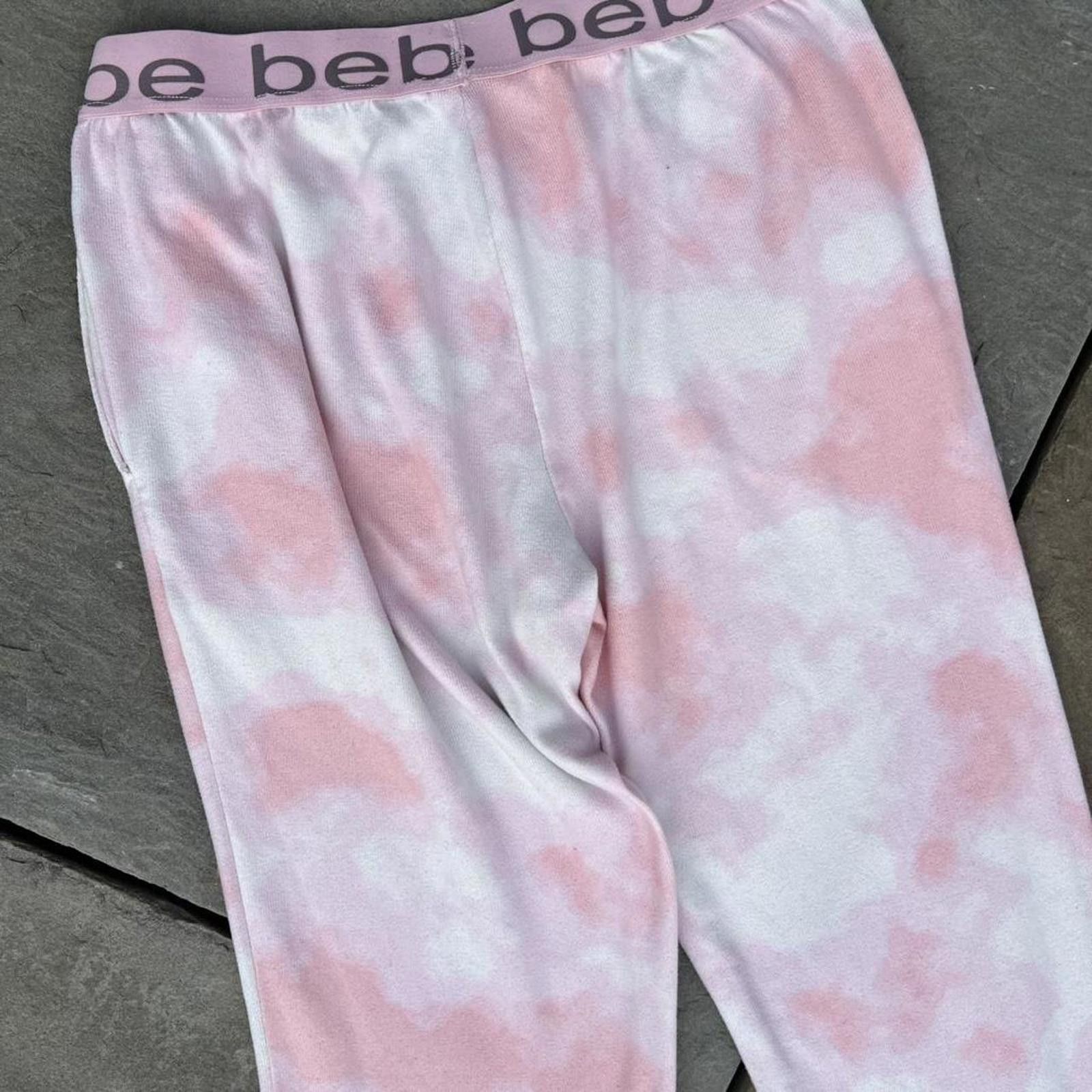 Bebe Bebe Pink + White Tie-Dye Loungewear Sweatpants Size 32" / US 10 / IT 46 - 5 Thumbnail