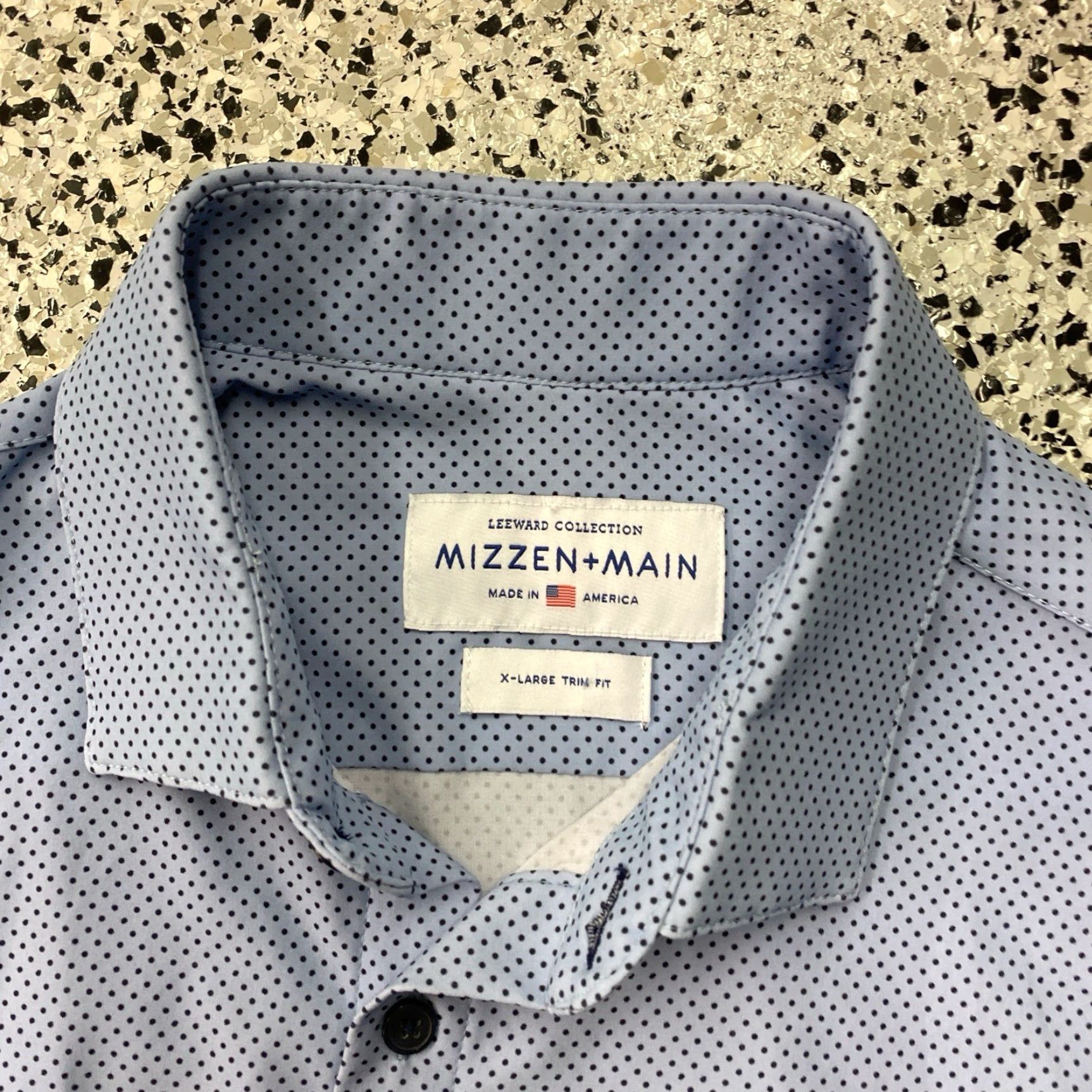 Mizzen+Main Mizzen+Main Leeward Shirt Mens XL Blue Polka Dot Stretch USA Vintage: No Size US XL / EU 56 / 4 - 2 Thumbnail