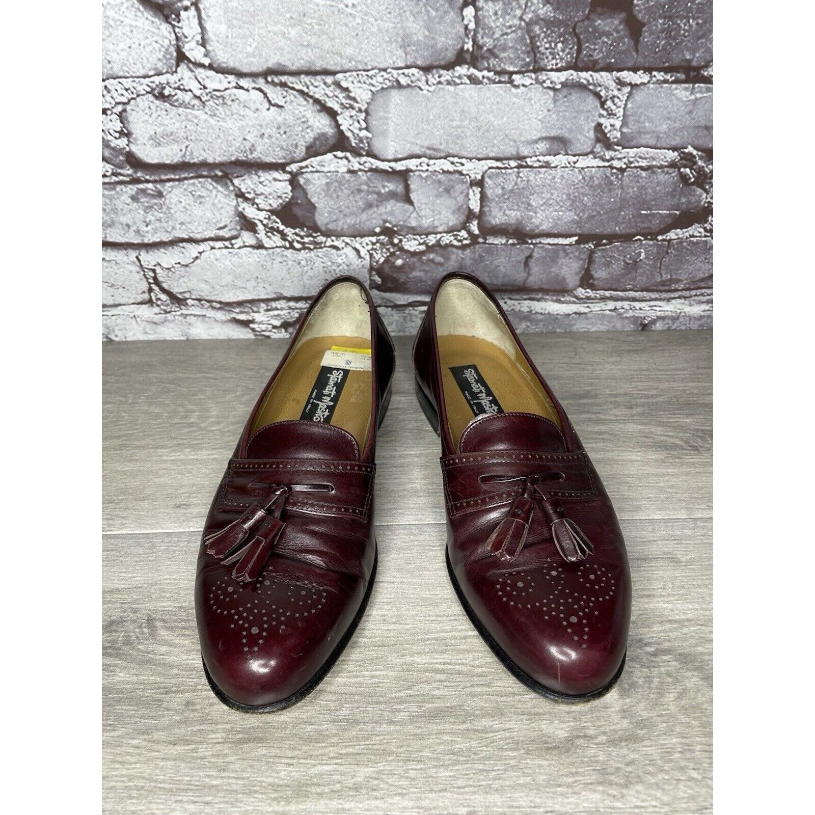 Other Stamati Mastroianni Burgundy Leather Wingtip Tassel Loafers Size US 8 / EU 41 - 2 Thumbnail