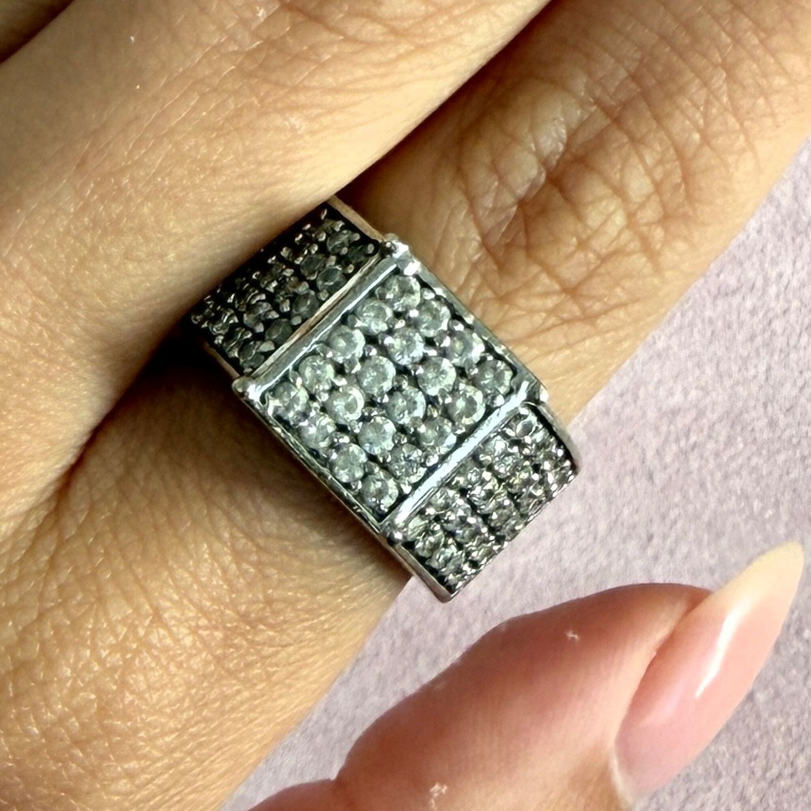 Sterling Silver sterling silver vintage pave cz signet ring size 7.75 Size ONE SIZE - 1 Thumbnail